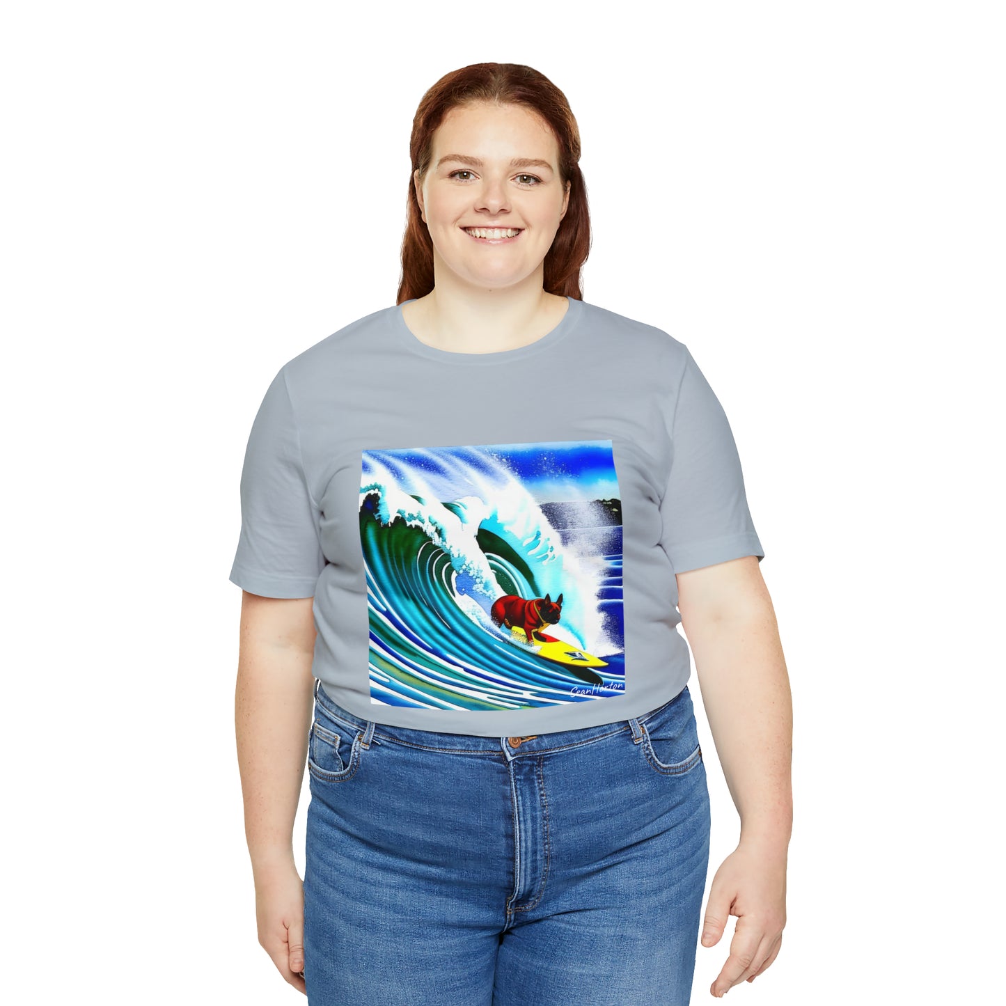 Surfing Frenchie/Frenchie Mom Unisex Jersey Short Sleeve Tee
