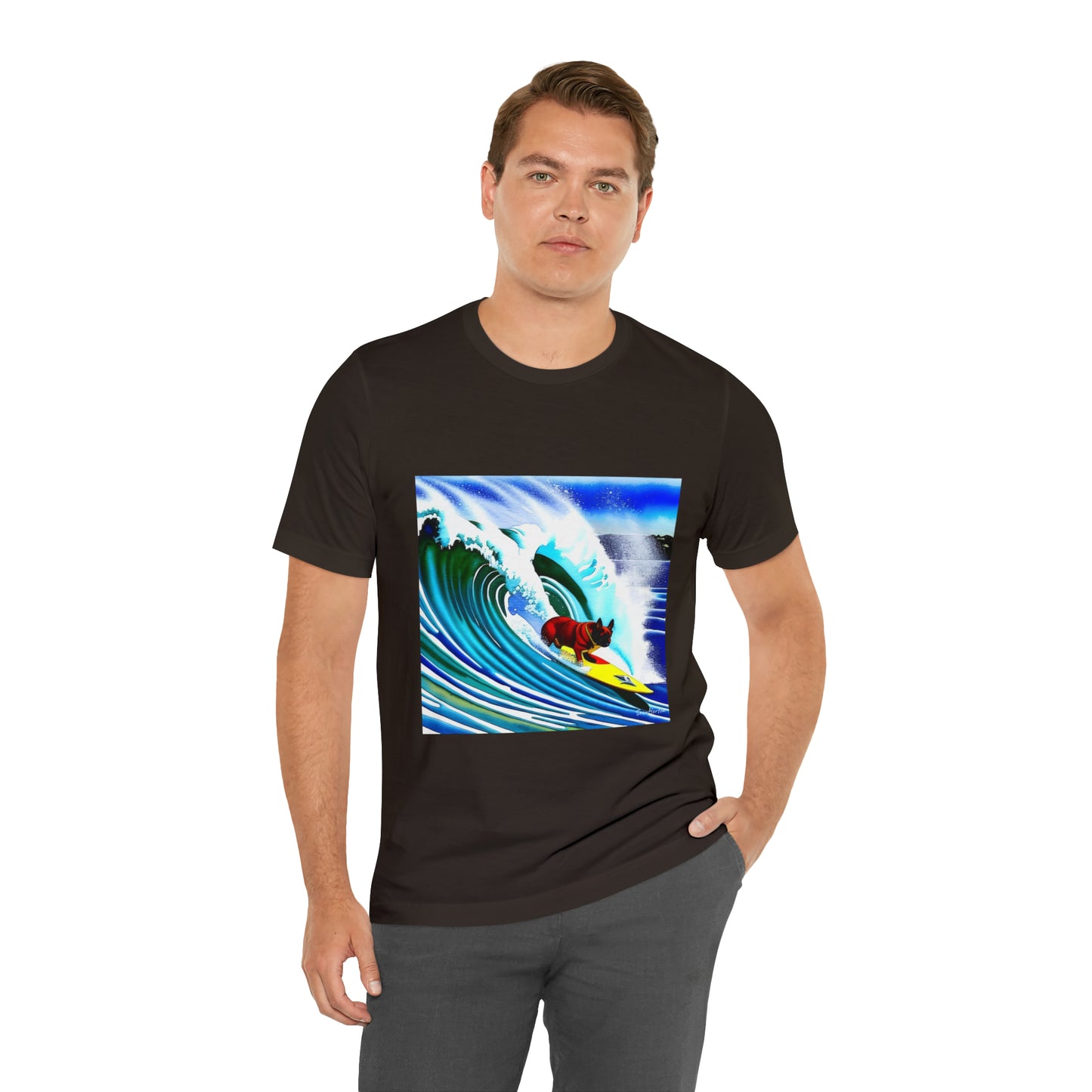 Surfing Frenchie Unisex Jersey Short Sleeve Tee