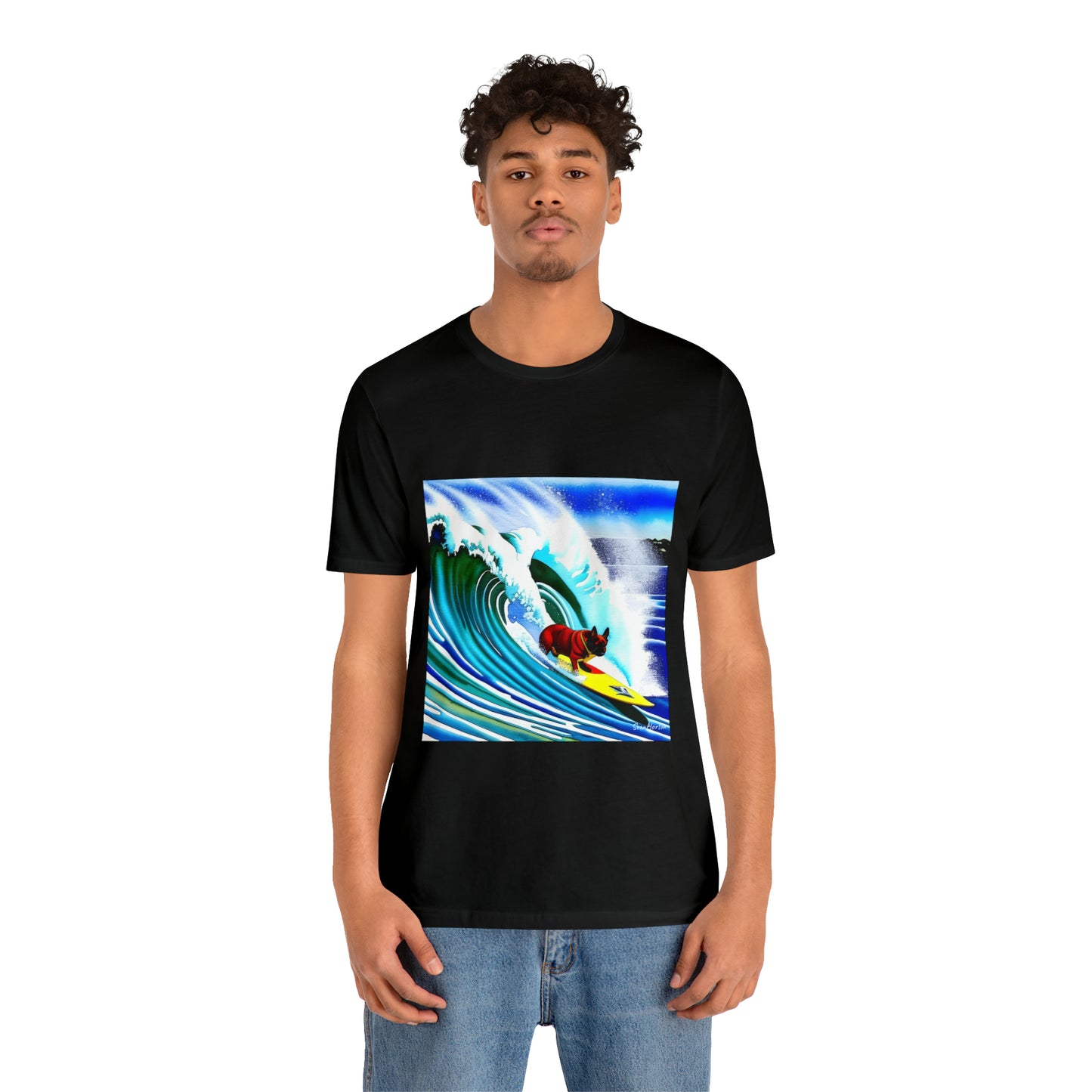 Surfing Frenchie Unisex Jersey Short Sleeve Tee