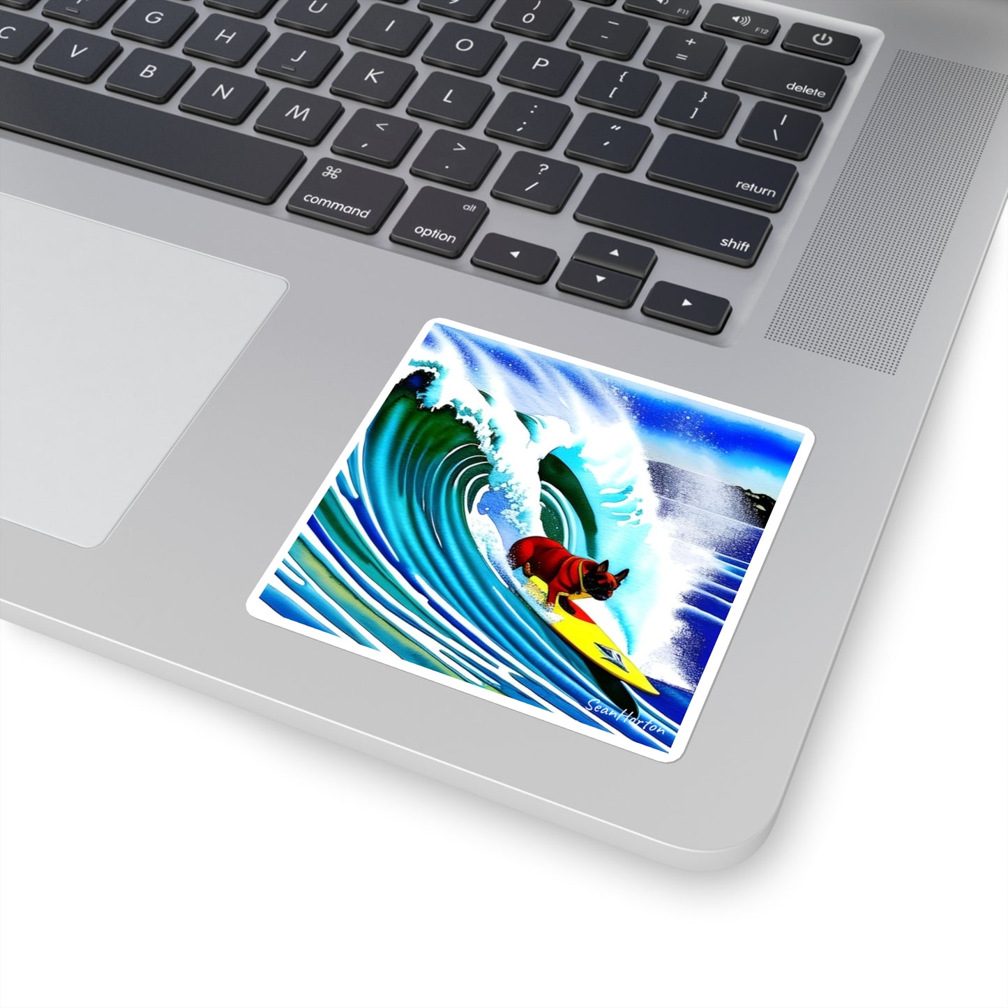 Surfing Frenchie Square Stickers