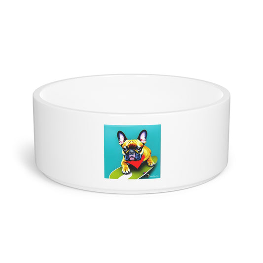 Frenchie on a Skateboard #2 Pet Bowl