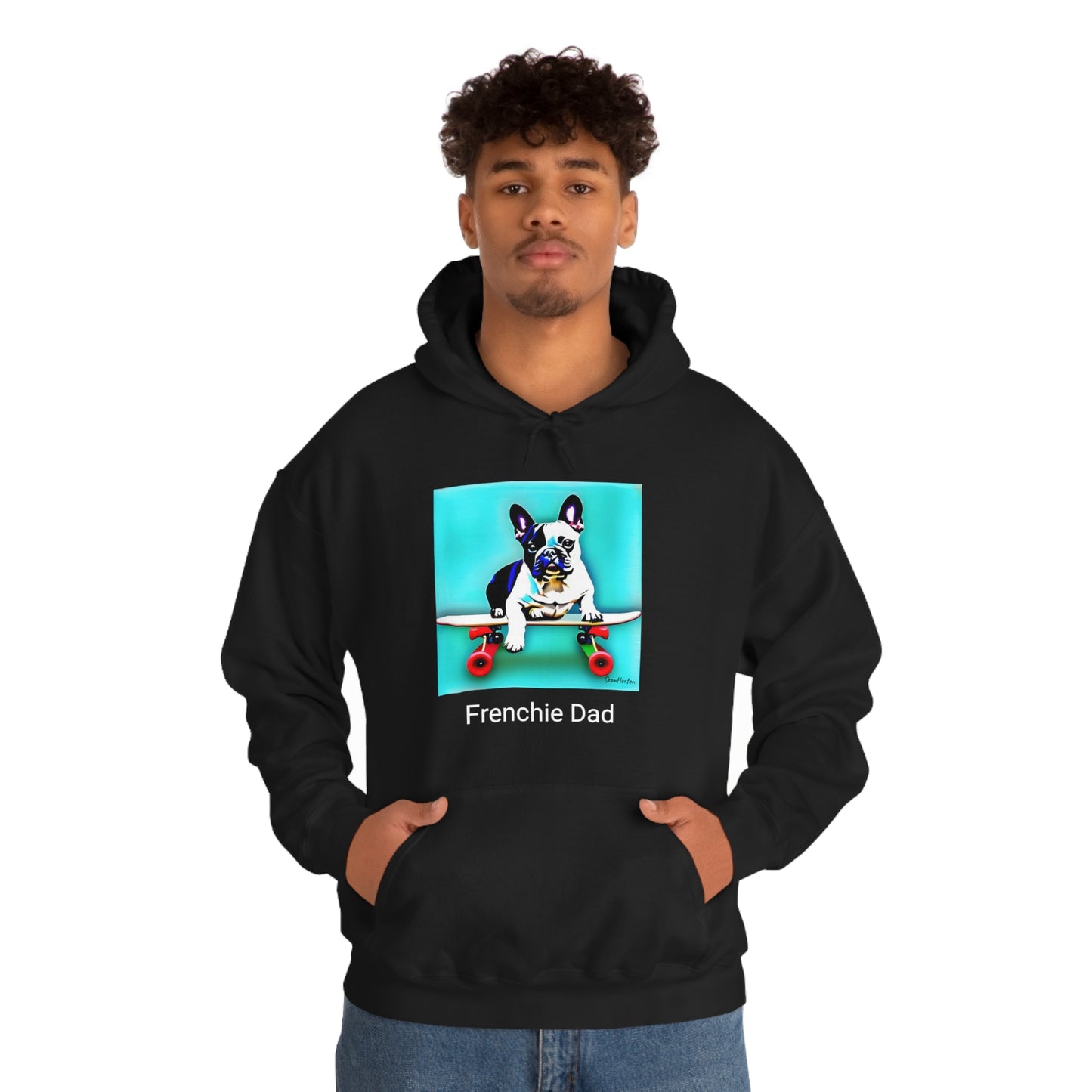 Frenchie on a Skateboard/Frenchie Dad Unisex Heavy Blend™ Hooded Sweatshirt