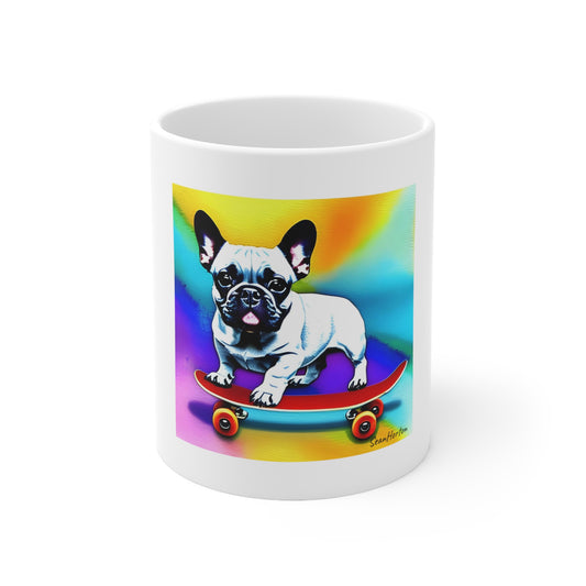 Frenchie on a Skateboard #3 Ceramic Mug 11oz