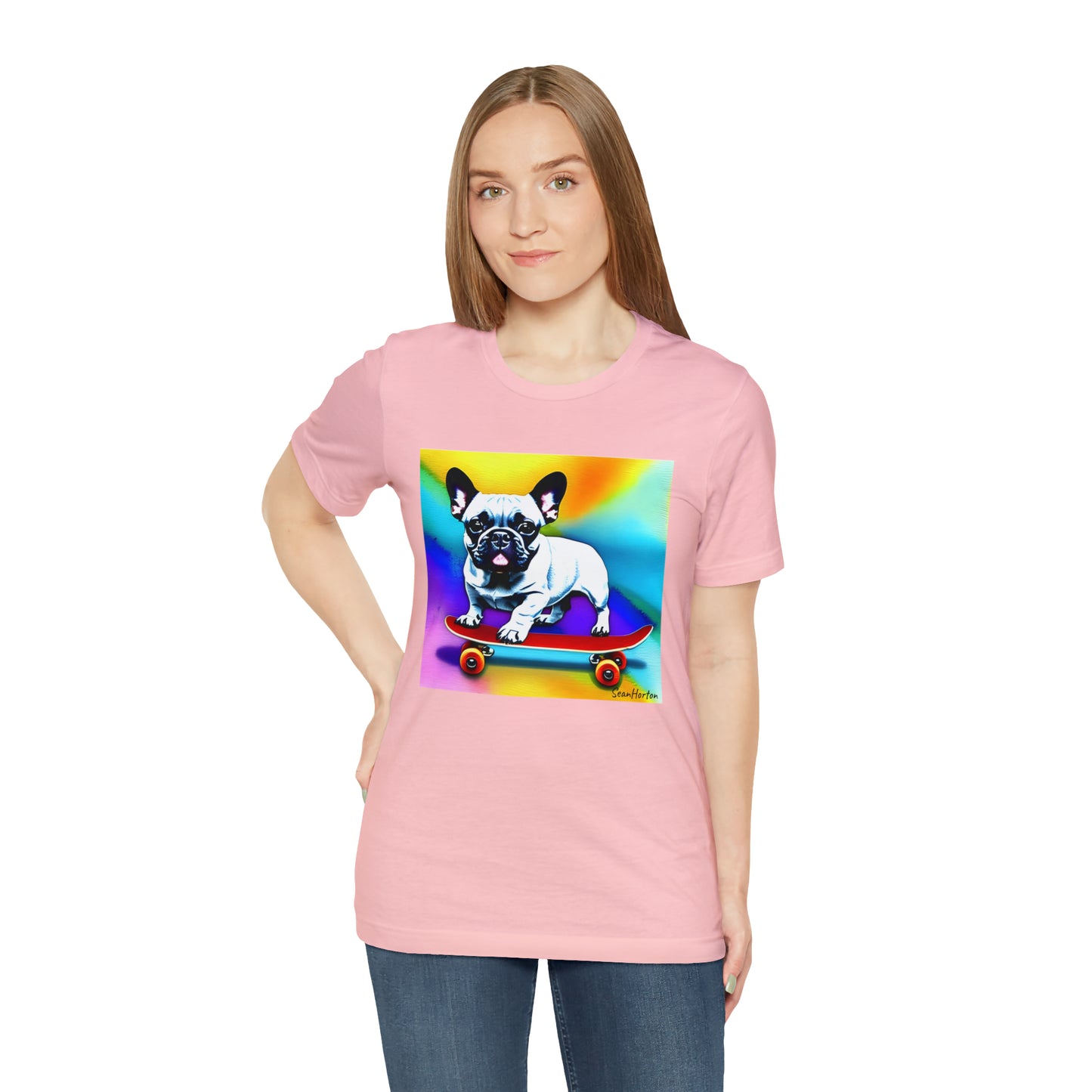 Frenchie on a Skateboard #3 Unisex Jersey Short Sleeve Tee