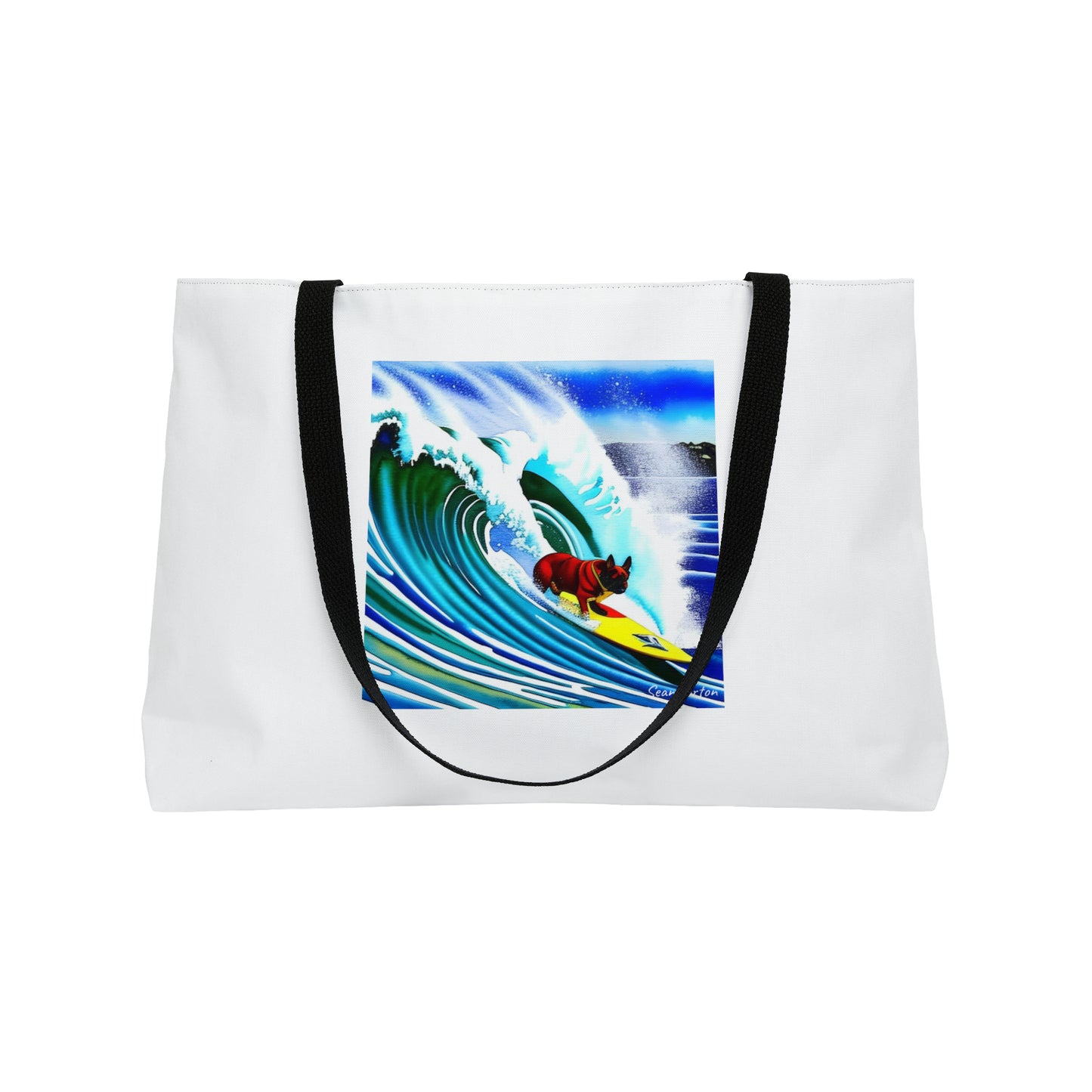 Surfing Frenchie Weekender Tote Bag