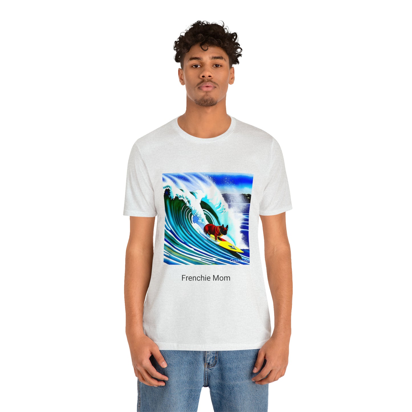 Surfing Frenchie/Frenchie Mom Unisex Jersey Short Sleeve Tee