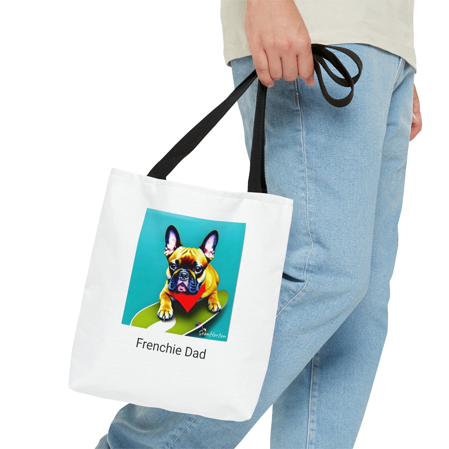 Frenchie on a Skateboard #2/Frenchie Dad Tote Bag (AOP)