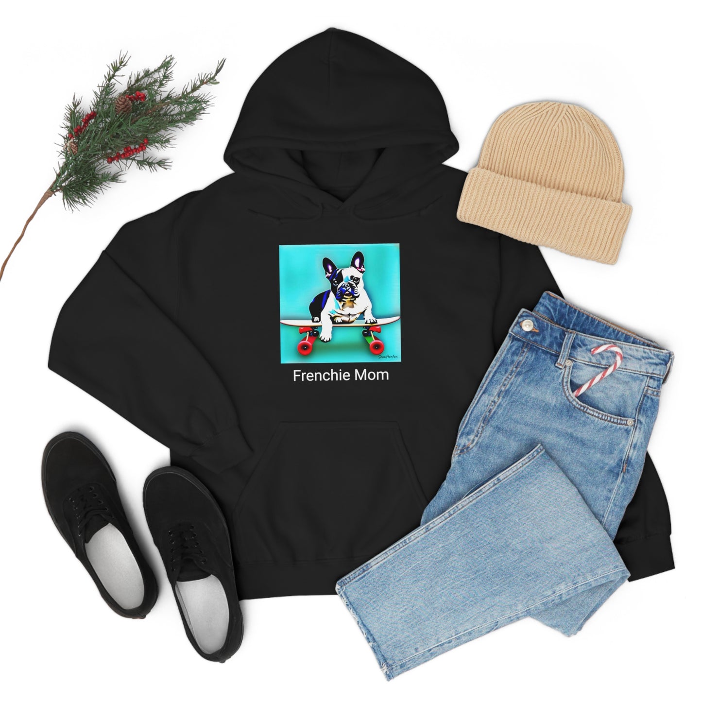 Frenchie on a Skateboard/Frenchie Mom Unisex Heavy Blend™ Hooded Sweatshirt