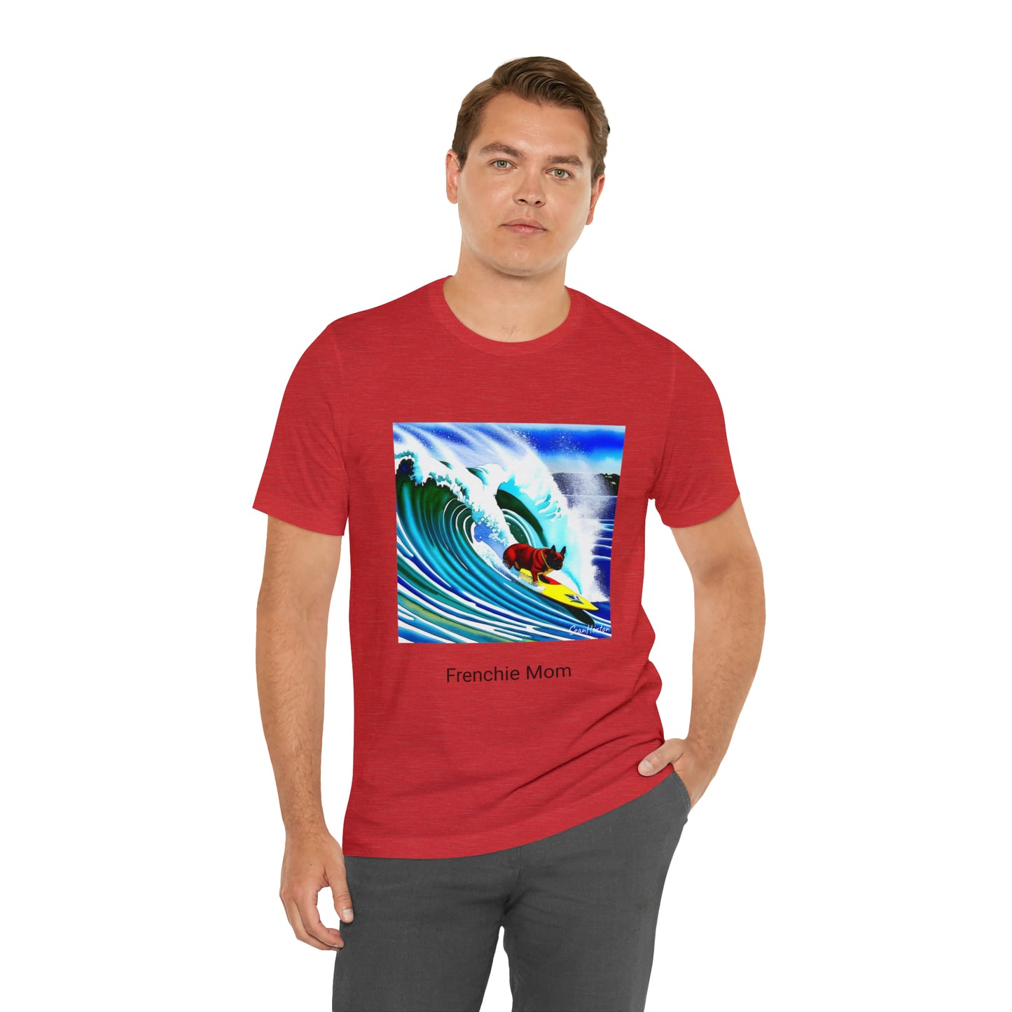 Surfing Frenchie/Frenchie Mom Unisex Jersey Short Sleeve Tee