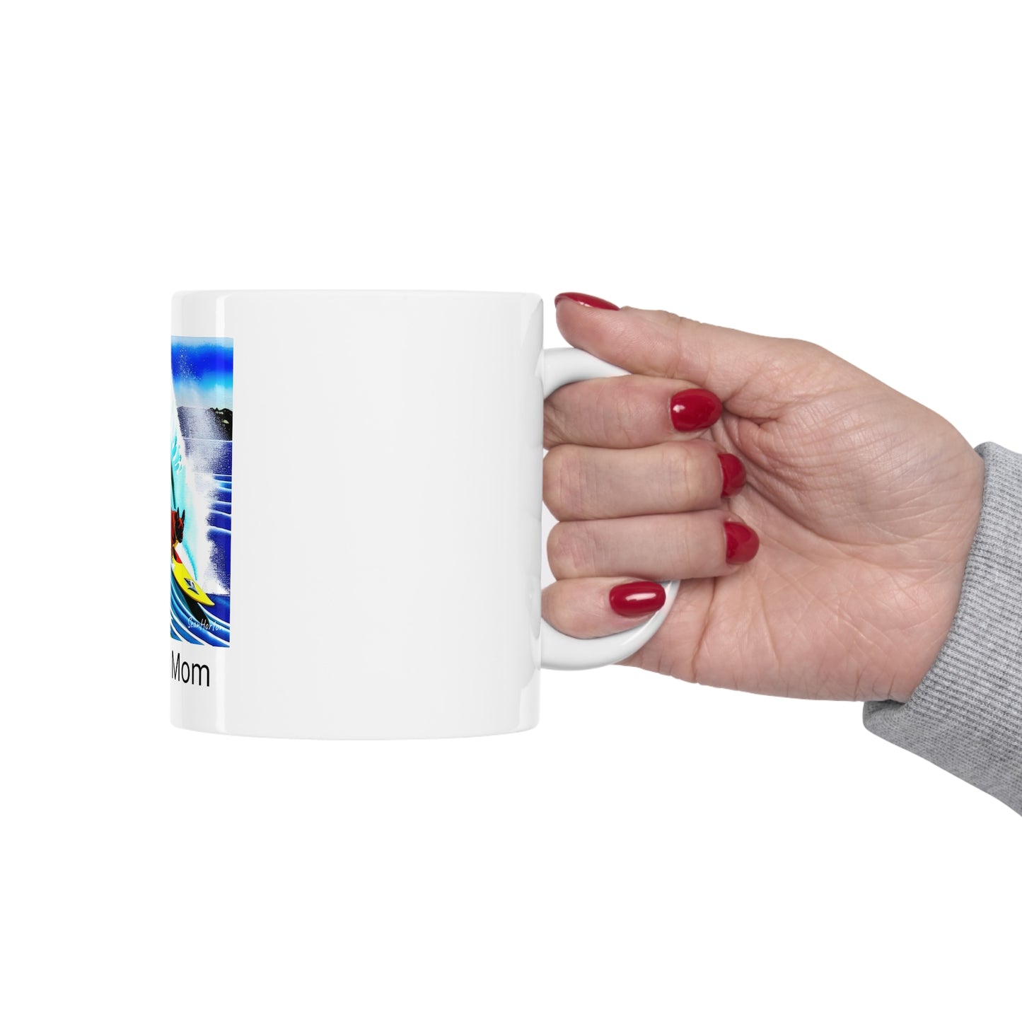 Surfing Frenchie/Frenchie Mom Ceramic Mug 11oz