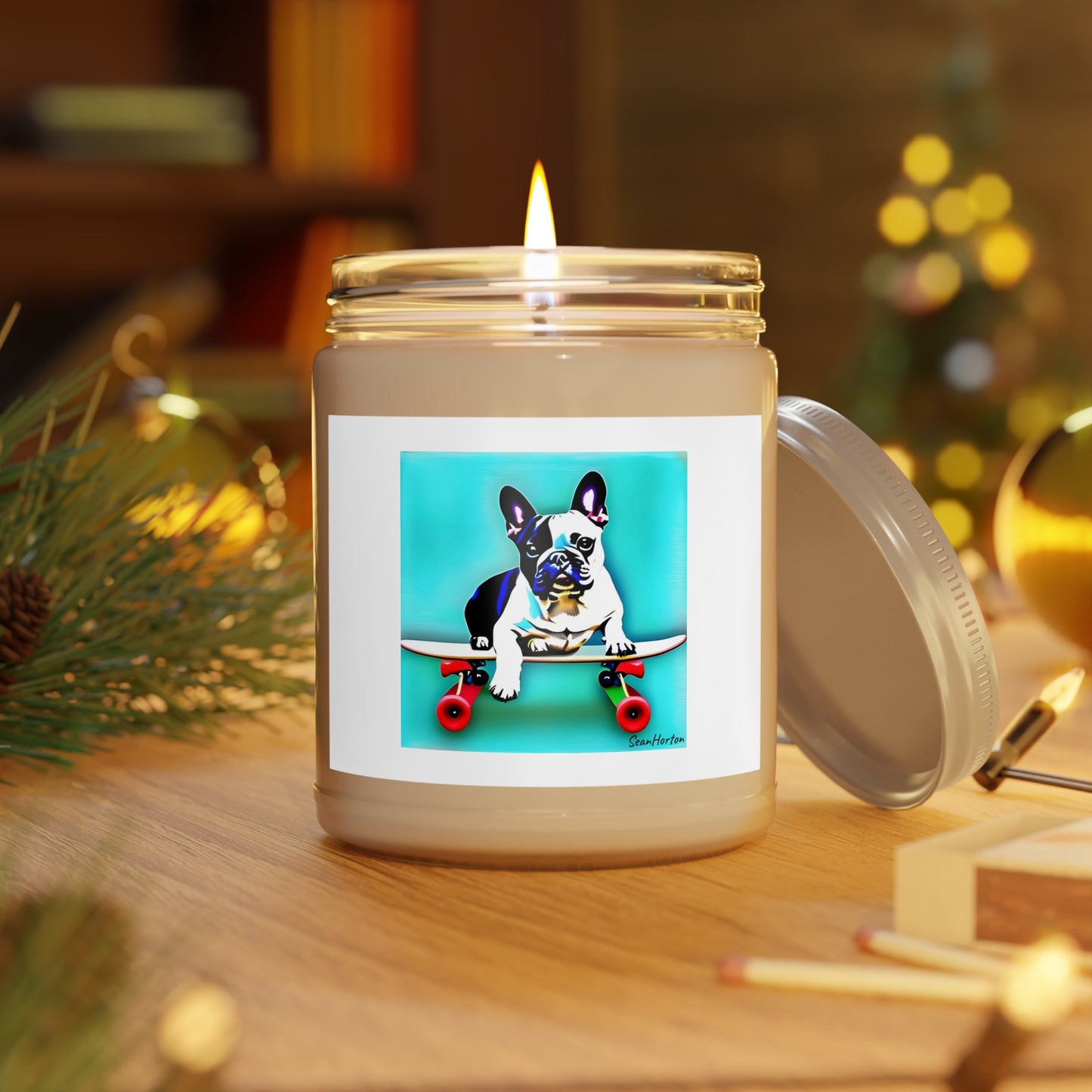Frenchie on a Skateboard Scented Candles, 9oz