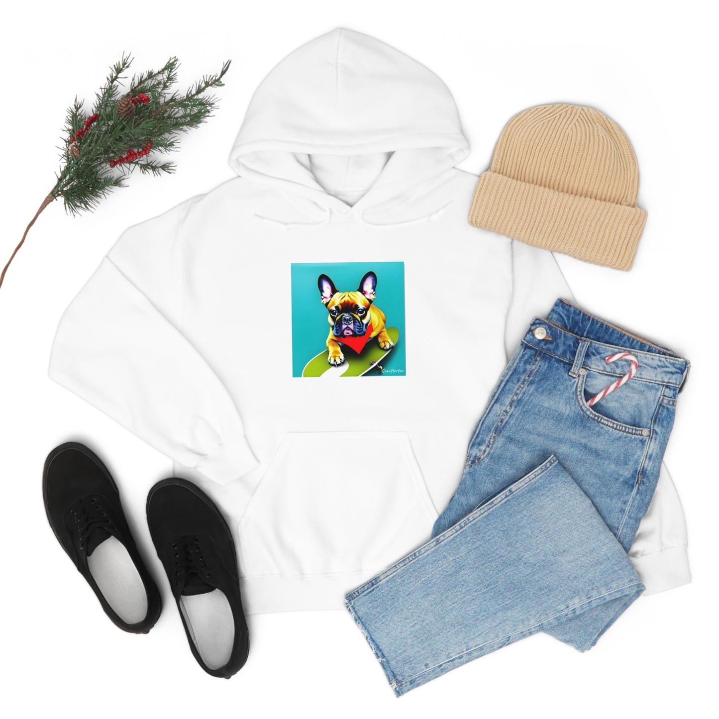Frenchie on a Skateboard #2 Unisex Heavy Blend™ Hooded Sweatshirt