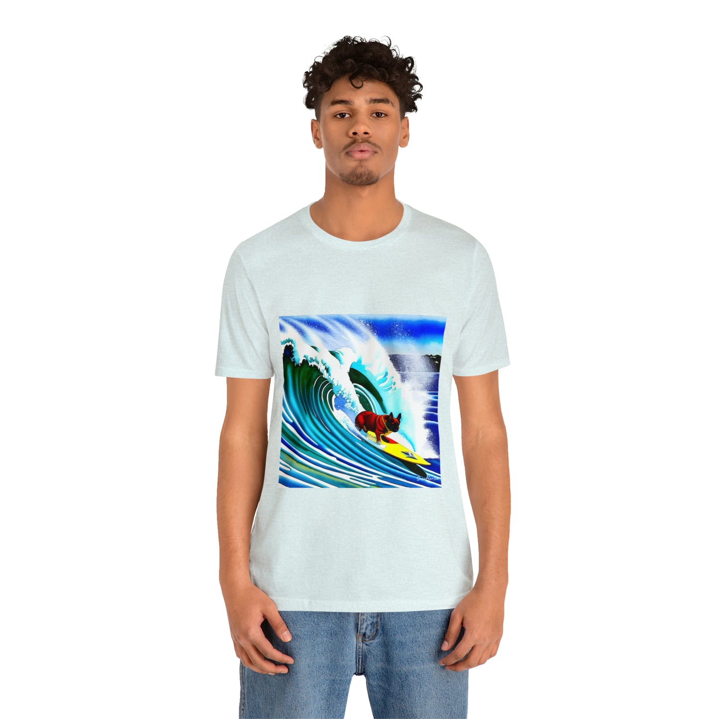 Surfing Frenchie Unisex Jersey Short Sleeve Tee
