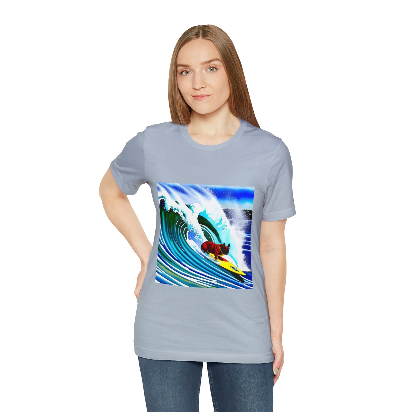 Surfing Frenchie Unisex Jersey Short Sleeve Tee