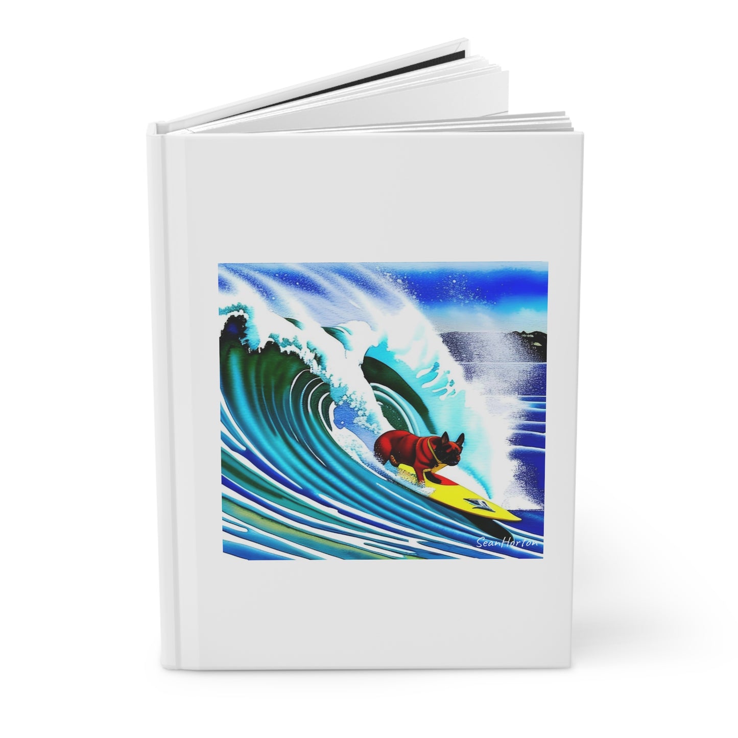 Surfing Frenchie Hardcover Journal Matte