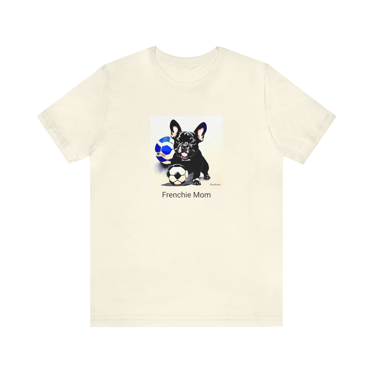 Frenchie with Soccer Ball/Frenchie Mom Unisex Jersey Short Sleeve Tee