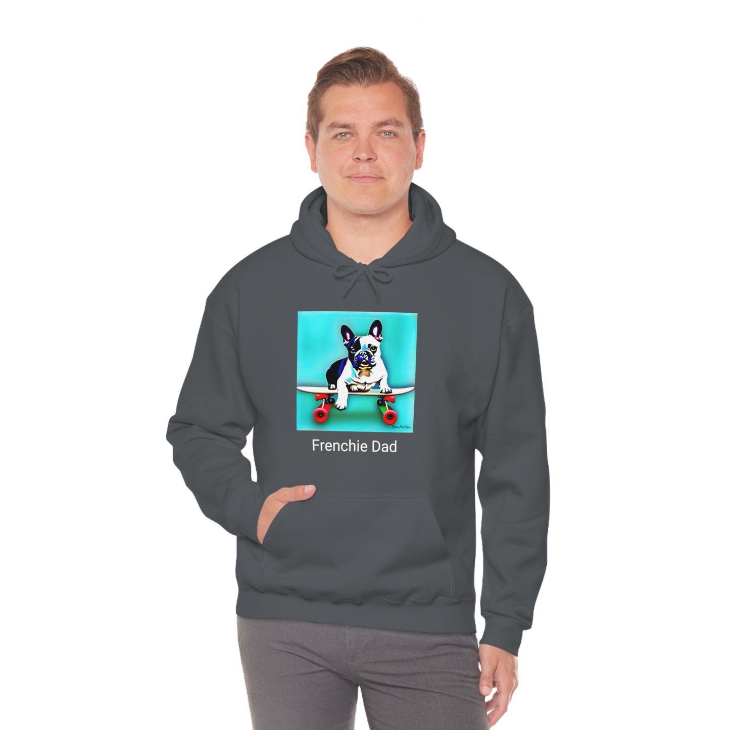 Frenchie on a Skateboard/Frenchie Dad Unisex Heavy Blend™ Hooded Sweatshirt