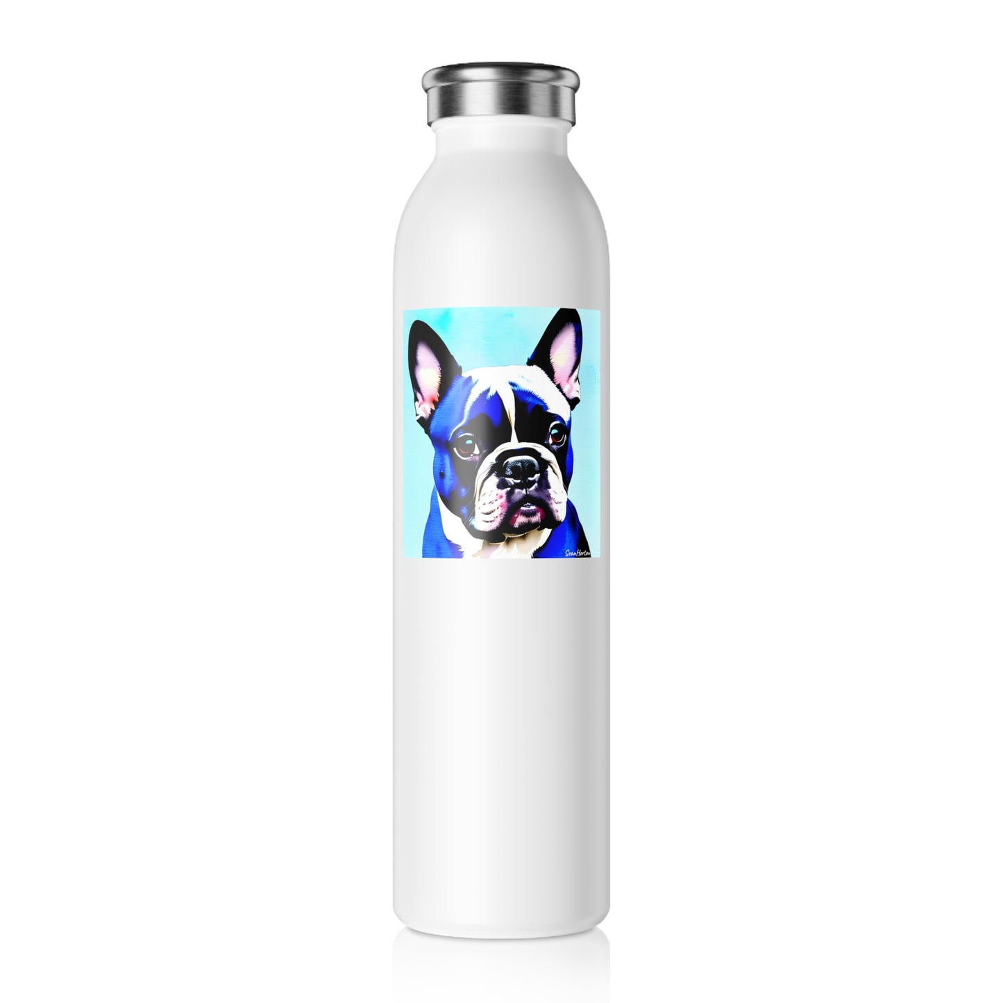 Blue Frenchie Slim Water Bottle