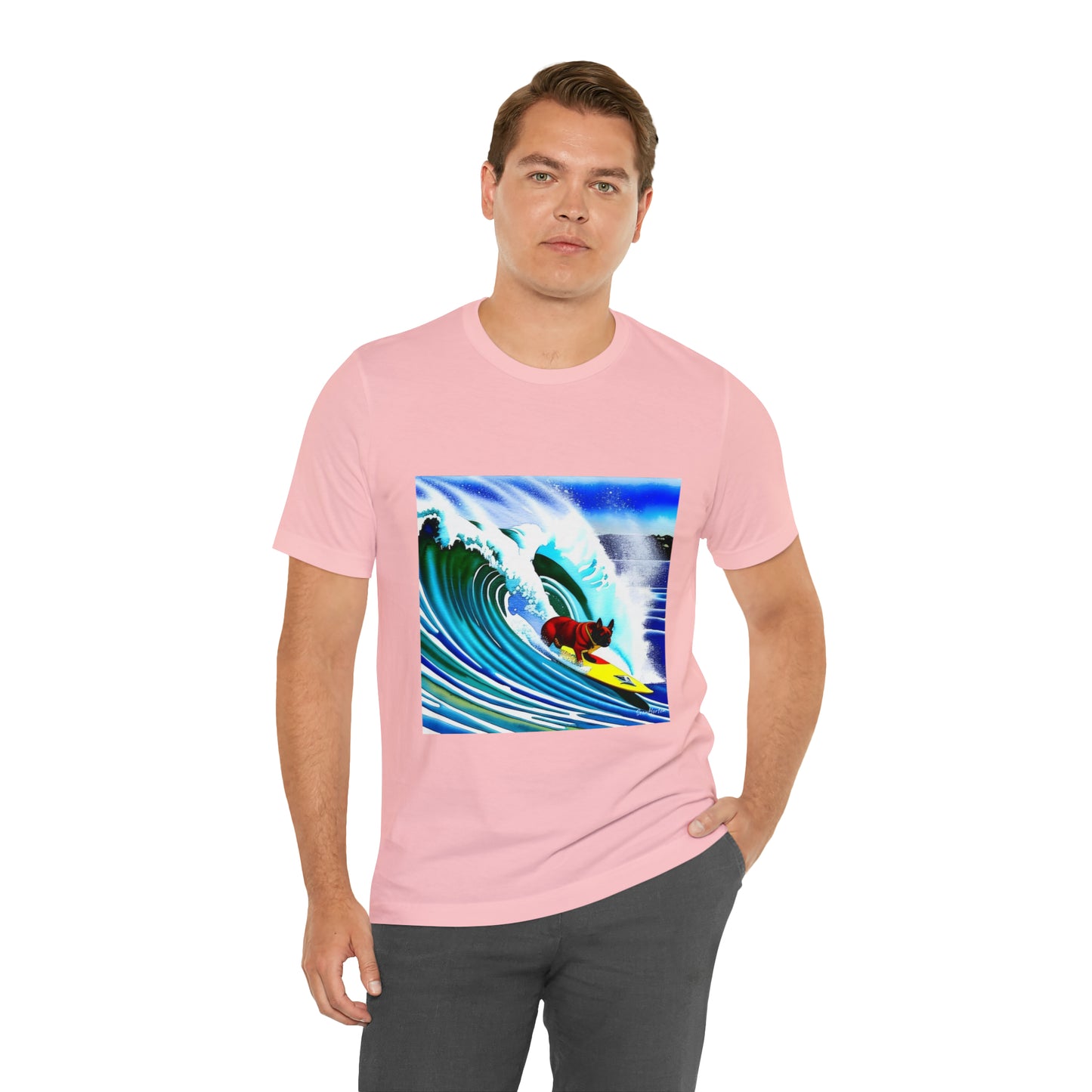 Surfing Frenchie Unisex Jersey Short Sleeve Tee
