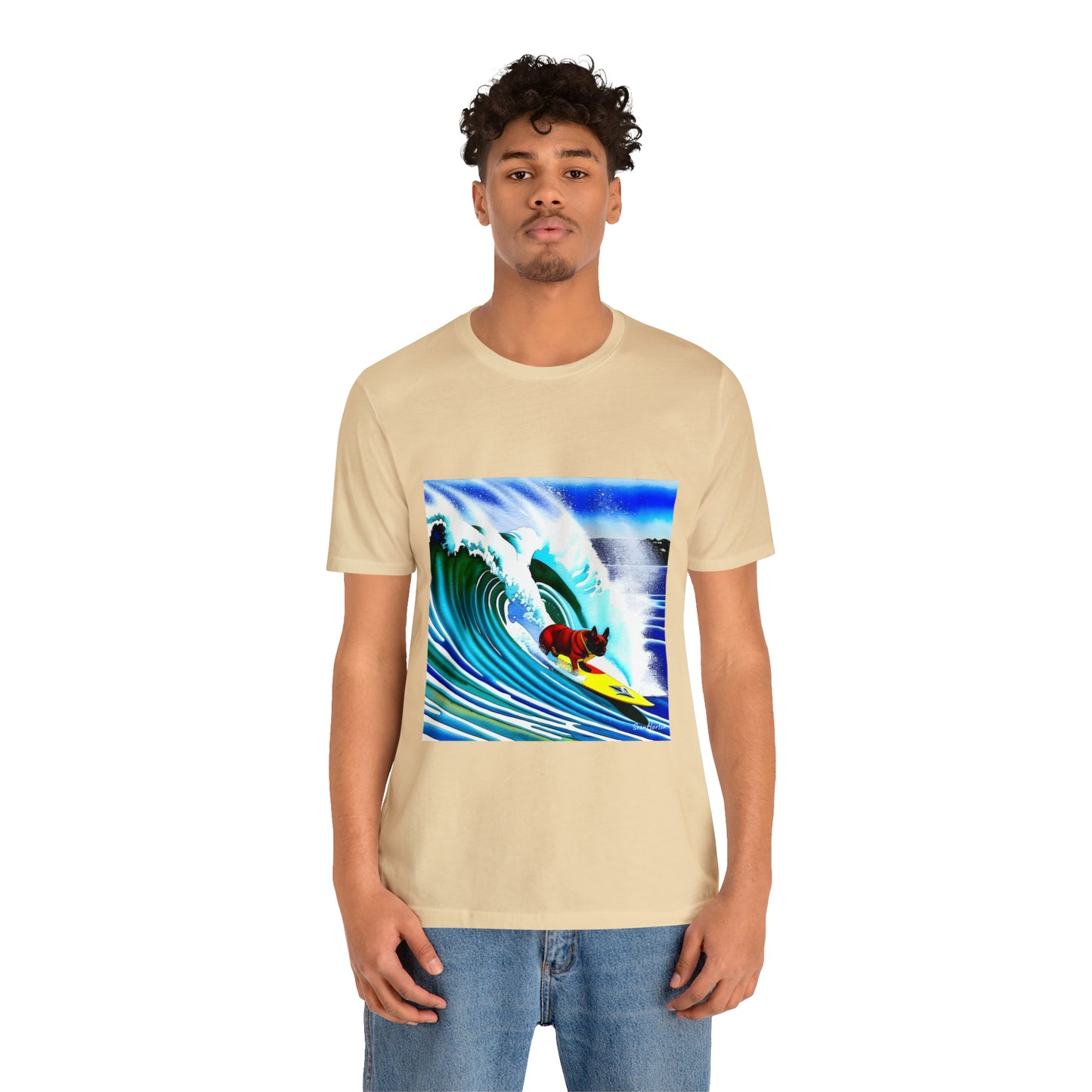 Surfing Frenchie Unisex Jersey Short Sleeve Tee
