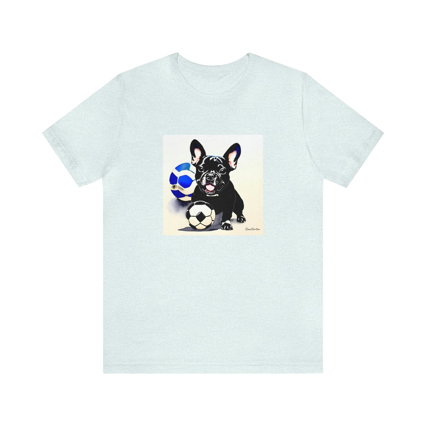 Frenchie with Soccer Ball Unisex Jersey Short Sleeve Tee