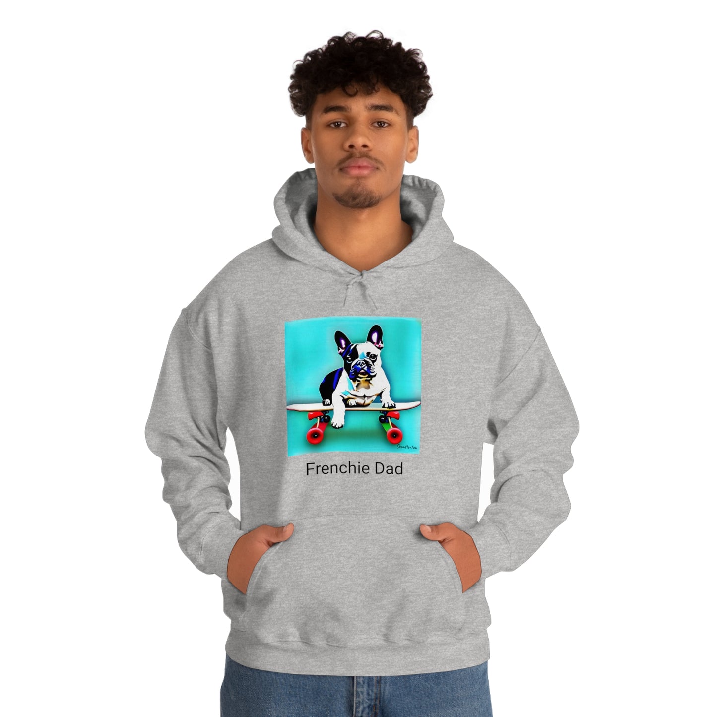 Frenchie on a Skateboard/Frenchie Dad Unisex Heavy Blend™ Hooded Sweatshirt