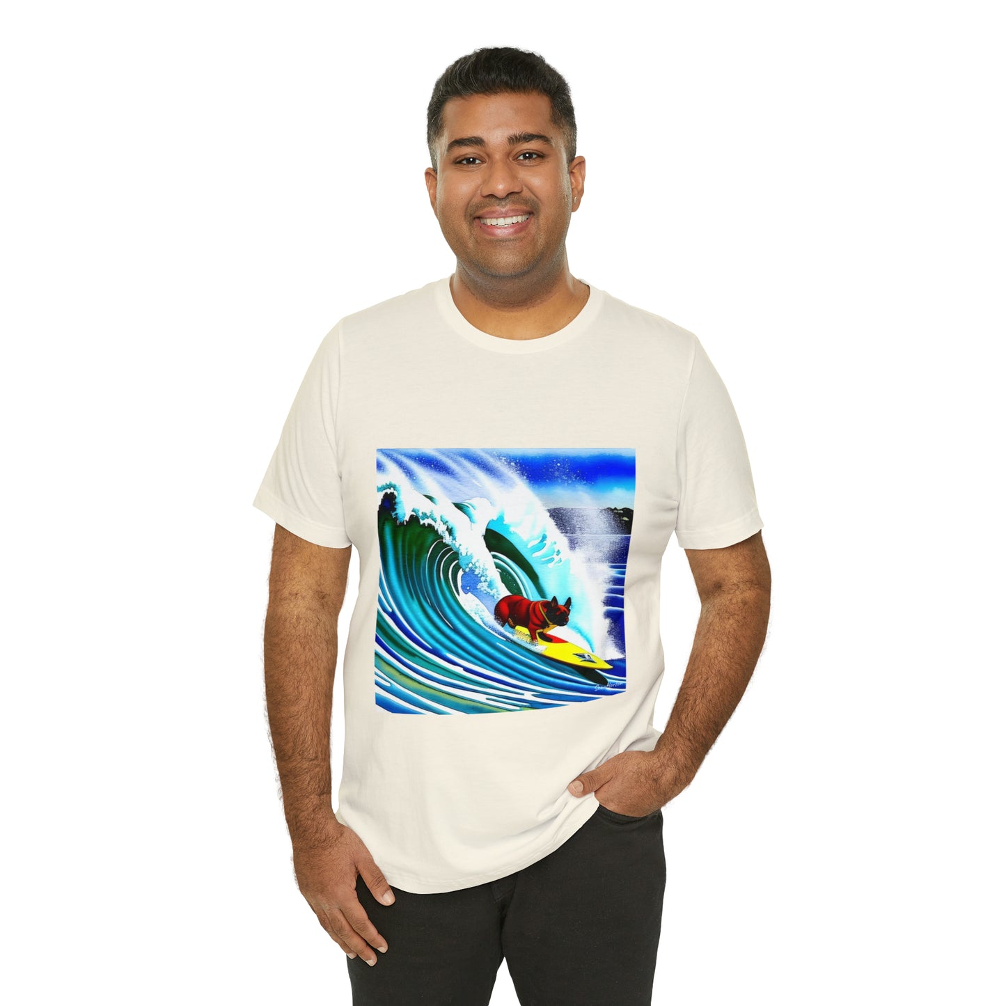 Surfing Frenchie Unisex Jersey Short Sleeve Tee