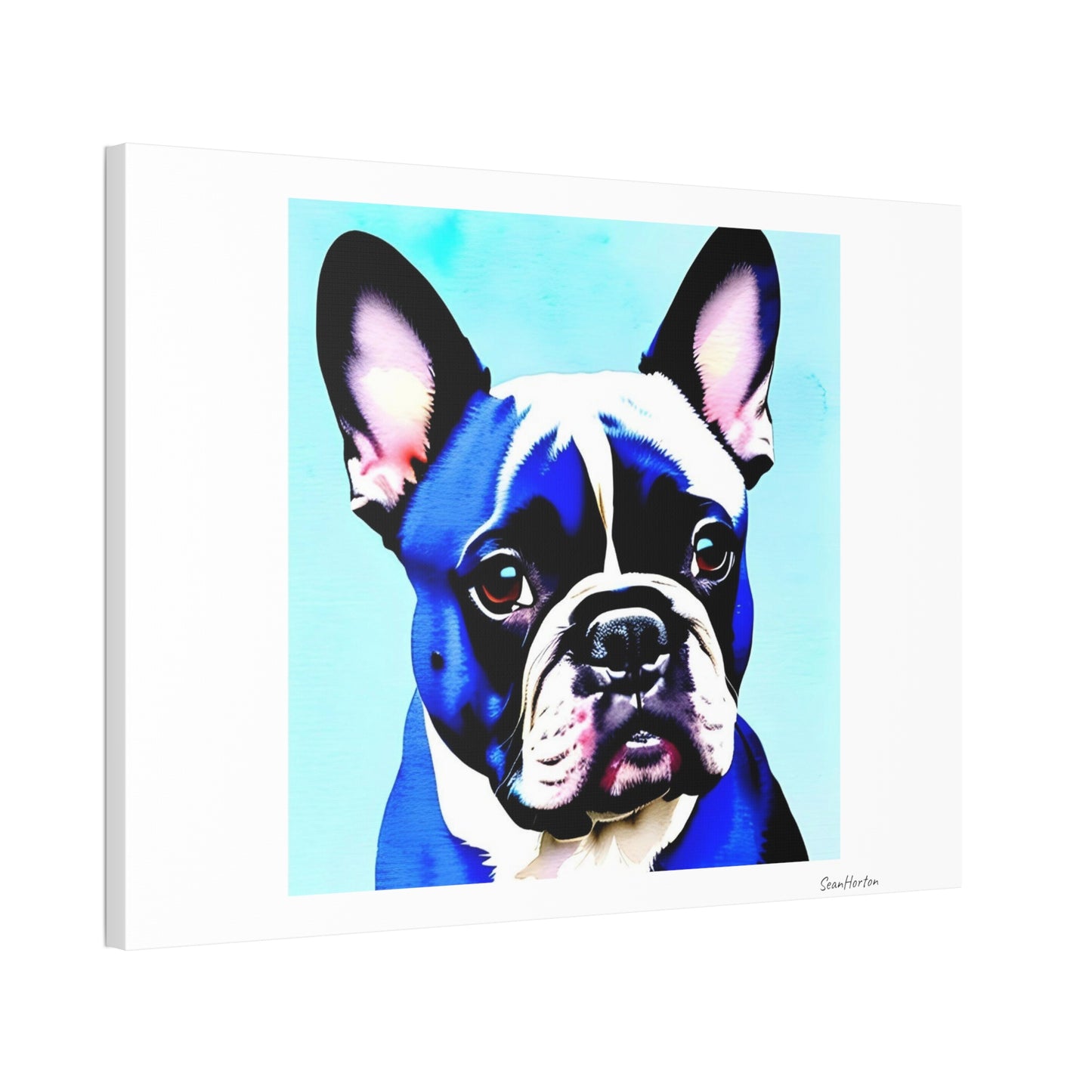 Blue Frenchie (Horizontal) Canvas Stretched, 1.5''