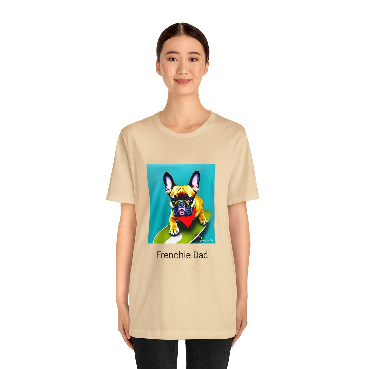 Frenchie on a Skateboard #2/Frenchie Dad Unisex Jersey Short Sleeve Tee