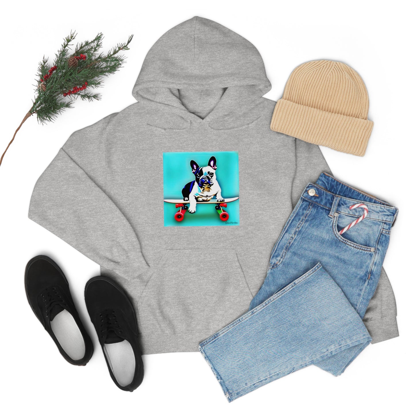 Frenchie on a Skateboard Unisex Heavy Blend™ Hooded Sweatshirt