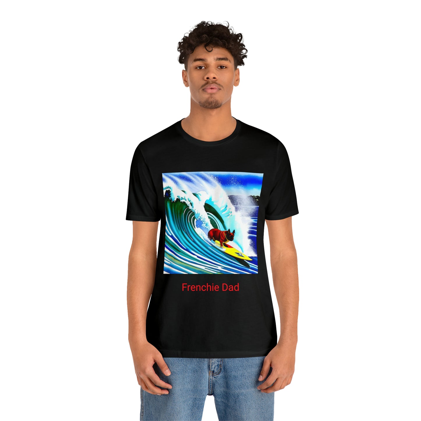 Surfing Frenchie/Frenchie Dad Unisex Jersey Short Sleeve Tee