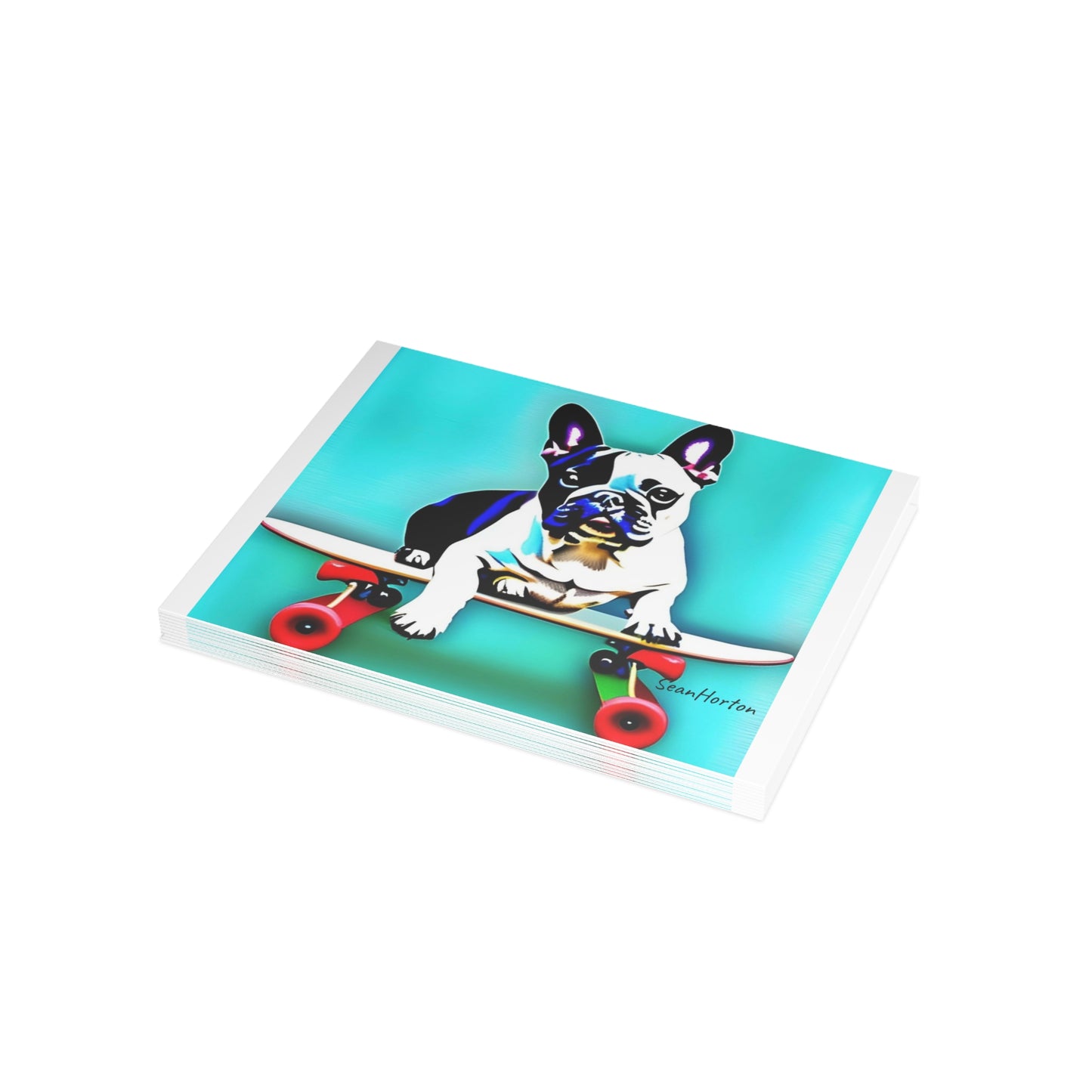 Frenchie on a Skateboard Postcard Bundles (envelopes included)