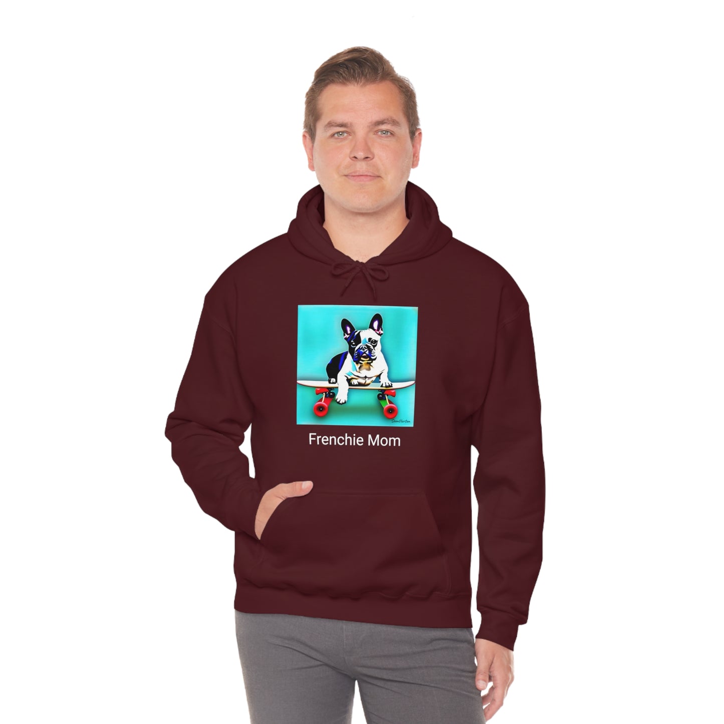 Frenchie on a Skateboard/Frenchie Mom Unisex Heavy Blend™ Hooded Sweatshirt
