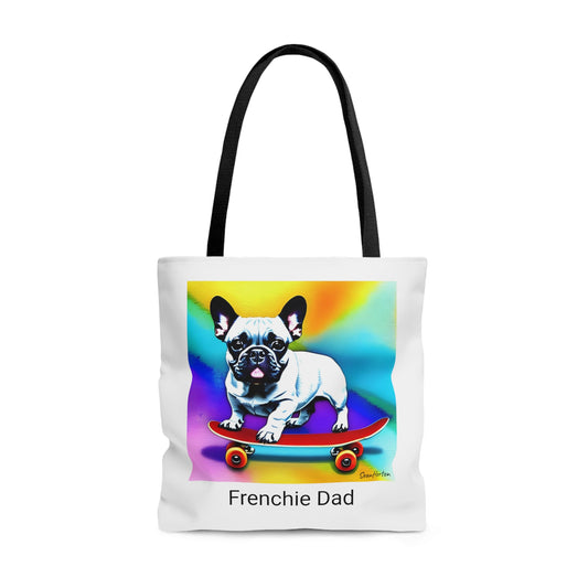 Frenchie on a Skateboard #3/Frenchie Dad Tote Bag (AOP)