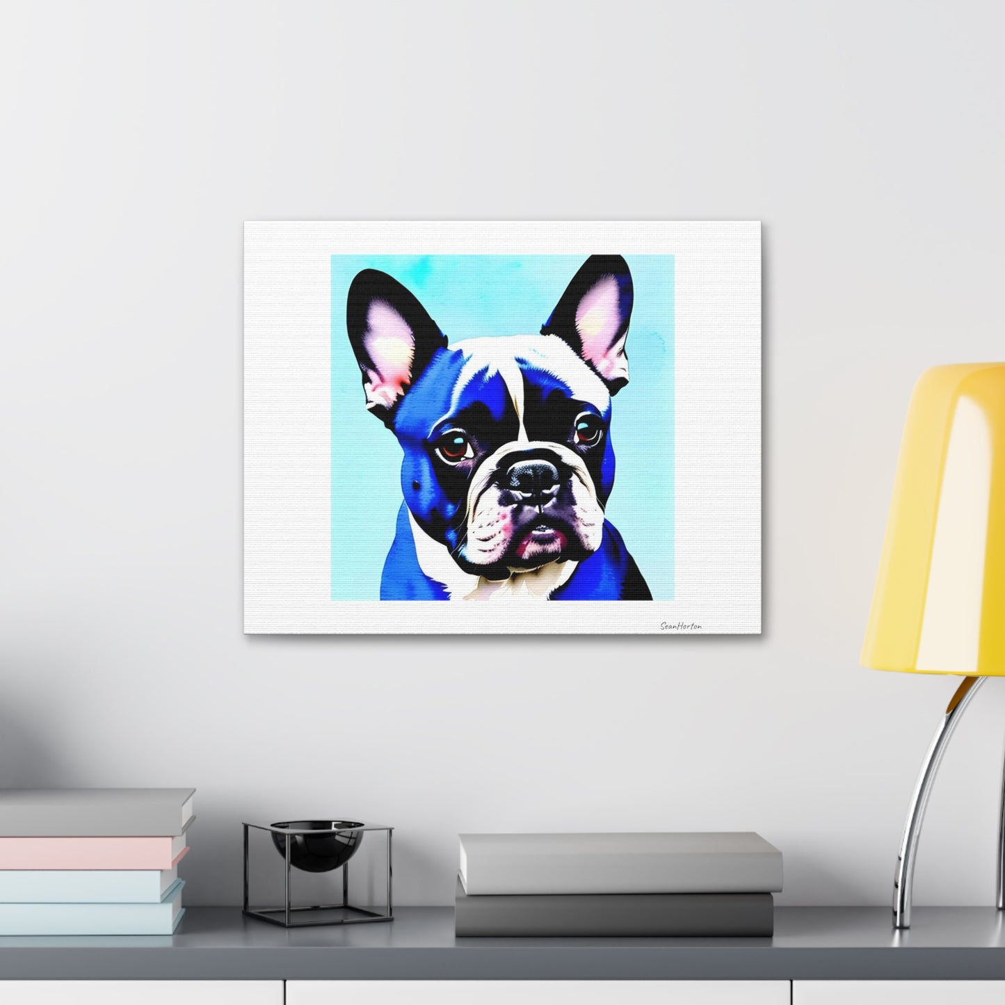 Blue Frenchie (Horizontal) Canvas Stretched, 1.5''