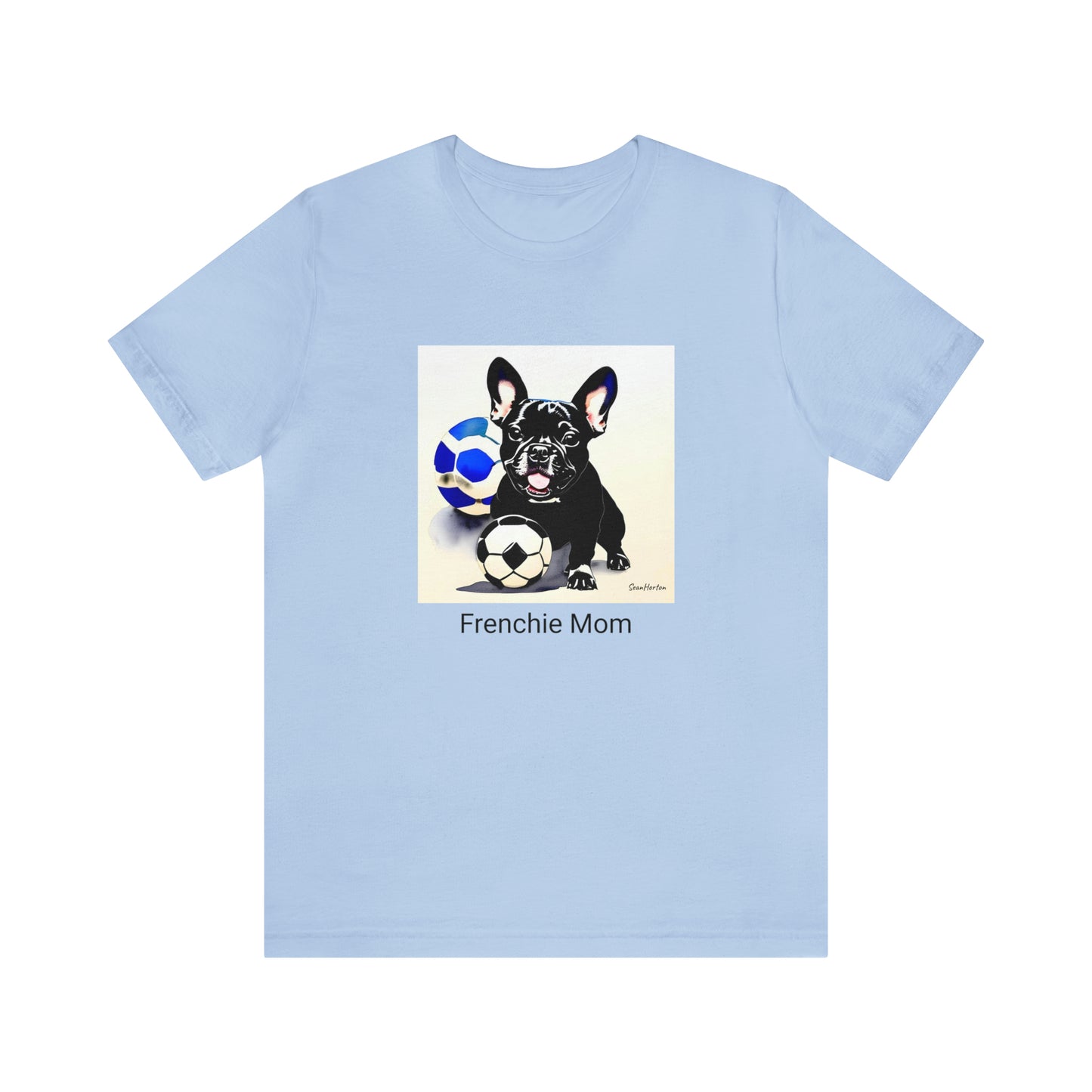 Frenchie with Soccer Ball/Frenchie Mom Unisex Jersey Short Sleeve Tee