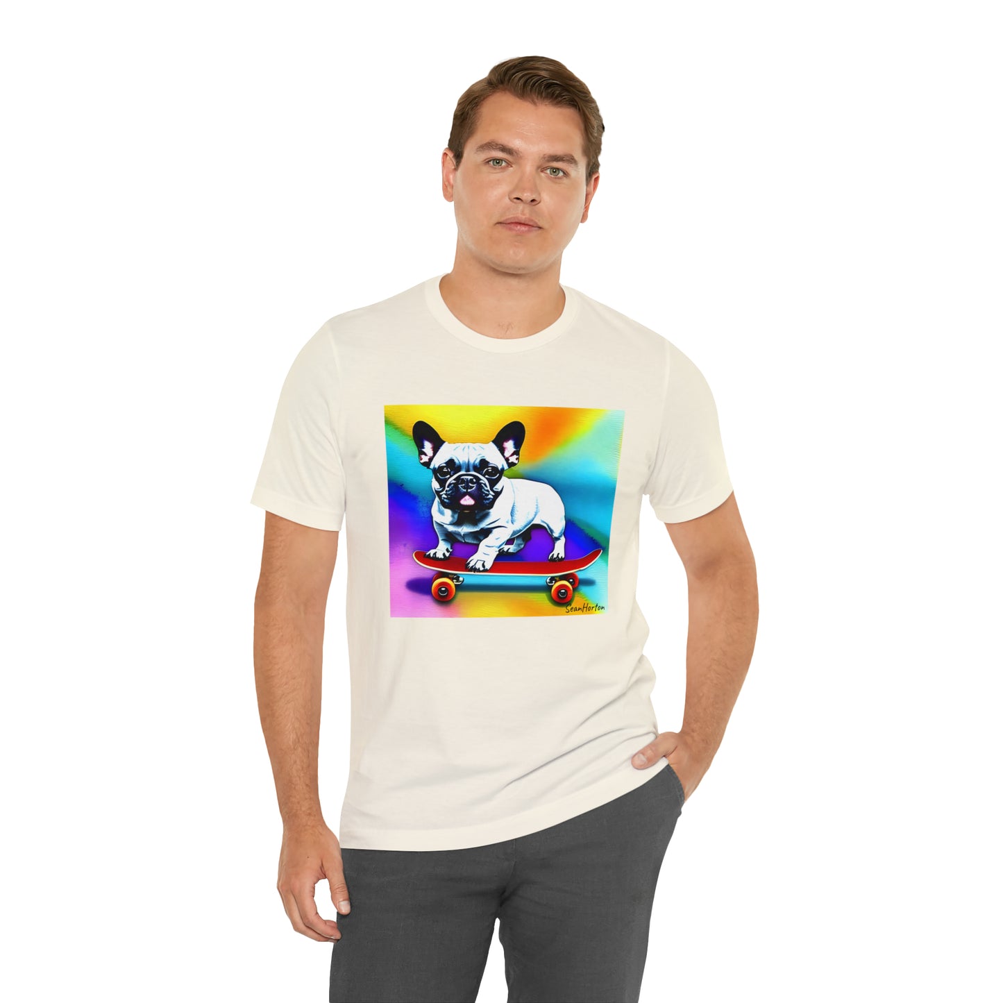 Frenchie on a Skateboard #3 Unisex Jersey Short Sleeve Tee