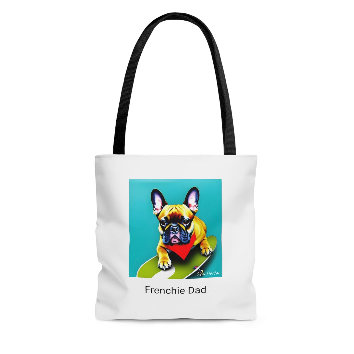 Frenchie on a Skateboard #2/Frenchie Dad Tote Bag (AOP)