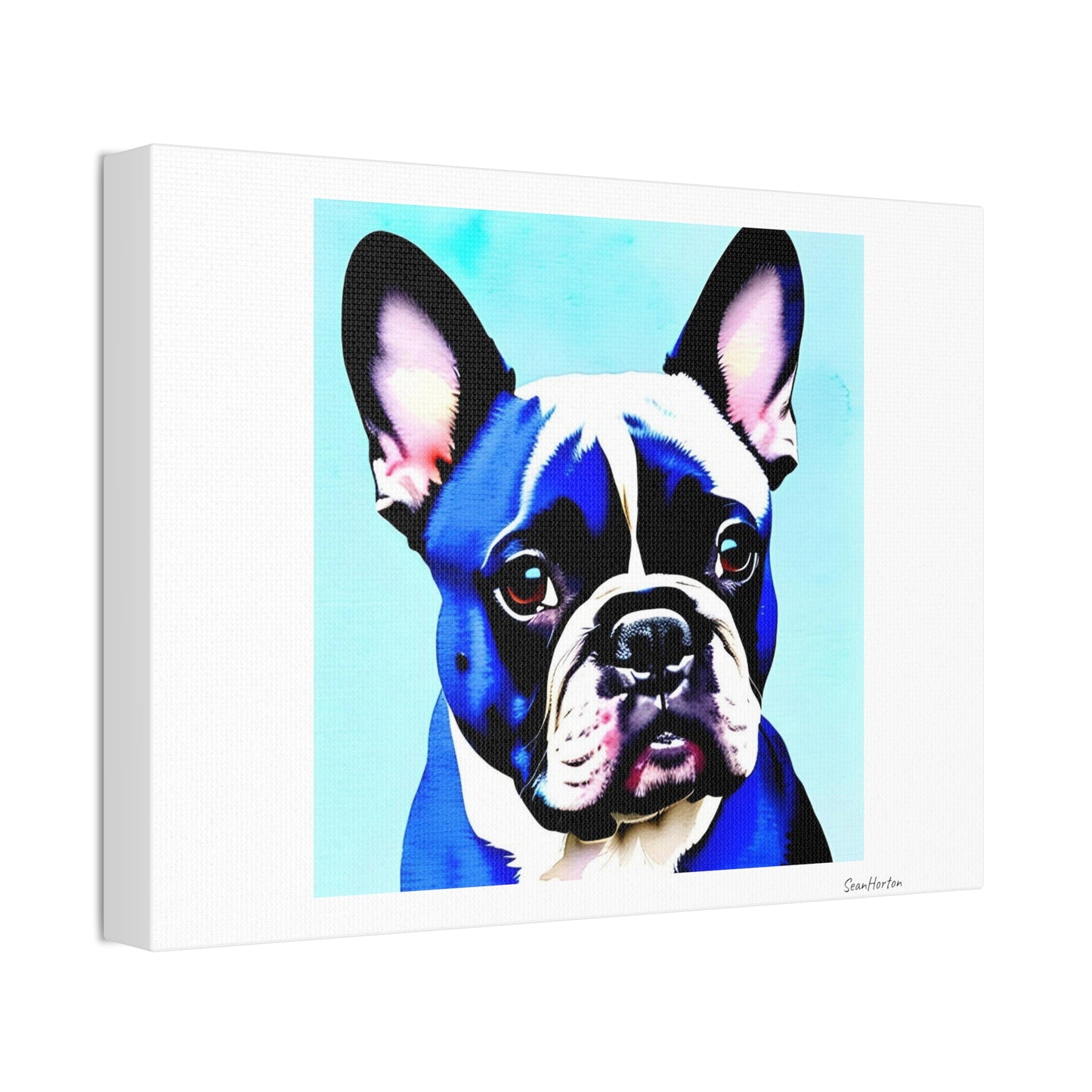 Blue Frenchie (Horizontal) Canvas Stretched, 1.5''