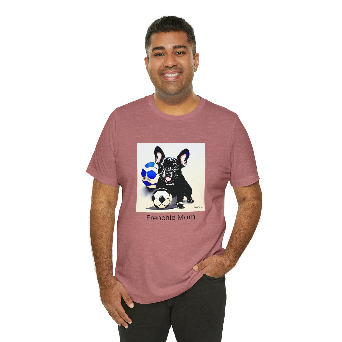 Frenchie with Soccer Ball/Frenchie Mom Unisex Jersey Short Sleeve Tee