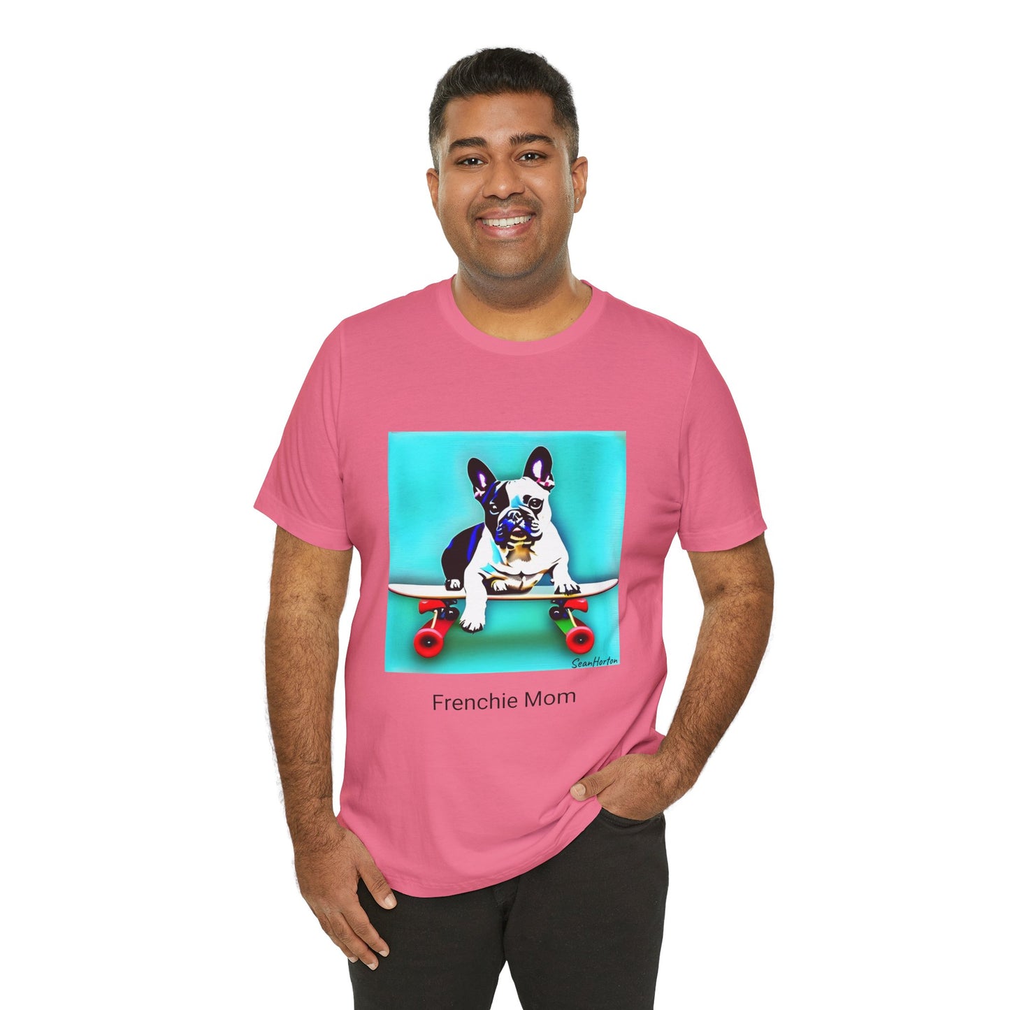 Frenchie on a Skateboard/Frenchie Mom Unisex Jersey Short Sleeve Tee