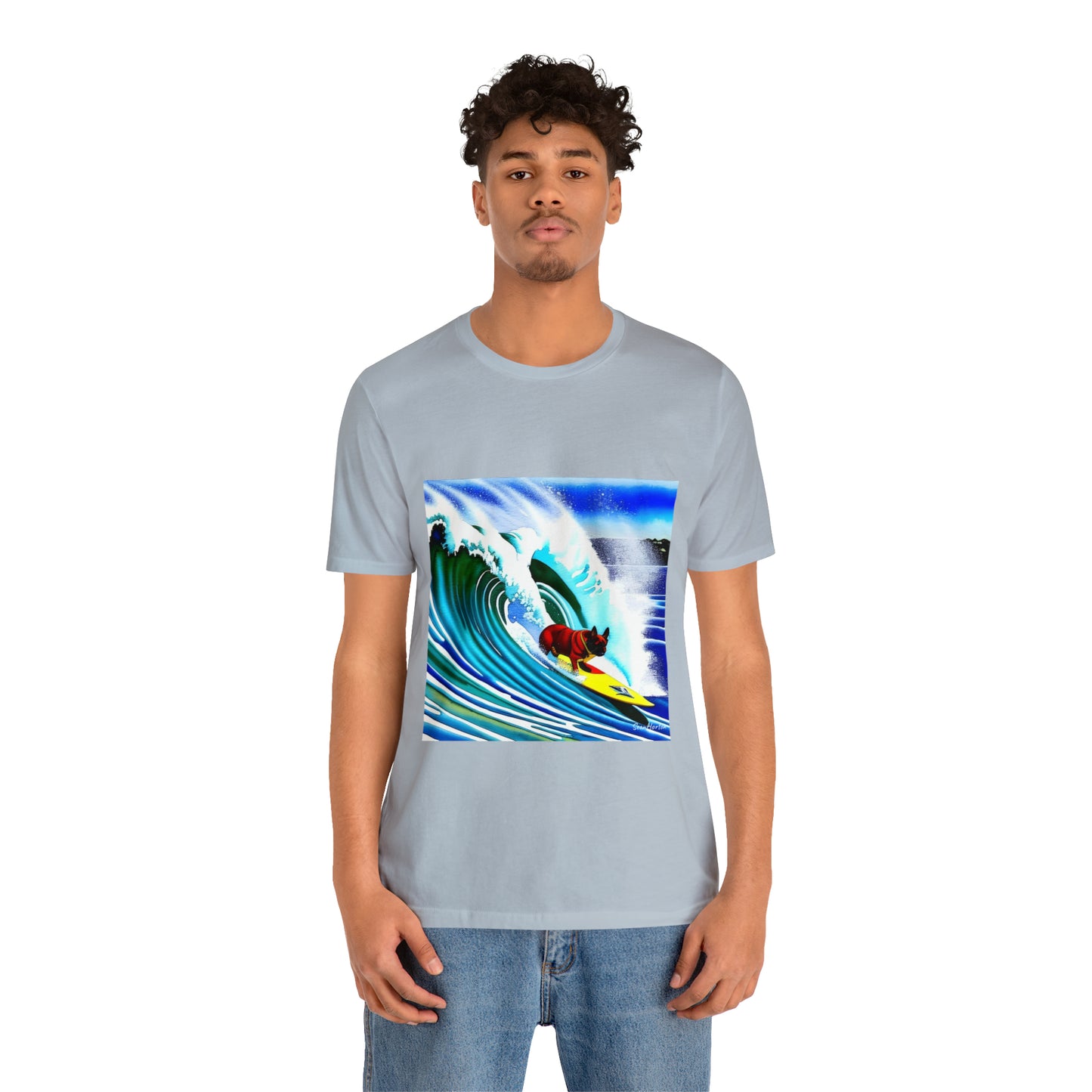 Surfing Frenchie Unisex Jersey Short Sleeve Tee