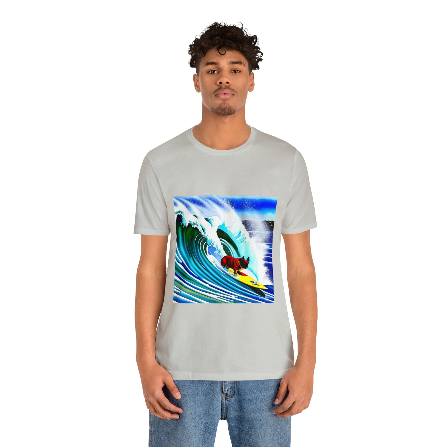 Surfing Frenchie Unisex Jersey Short Sleeve Tee