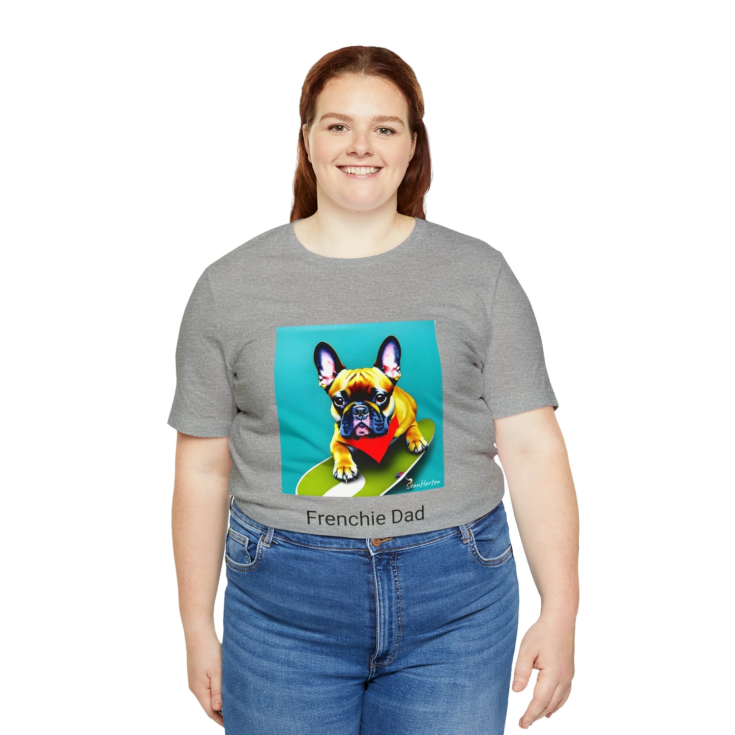 Frenchie on a Skateboard #2/Frenchie Dad Unisex Jersey Short Sleeve Tee
