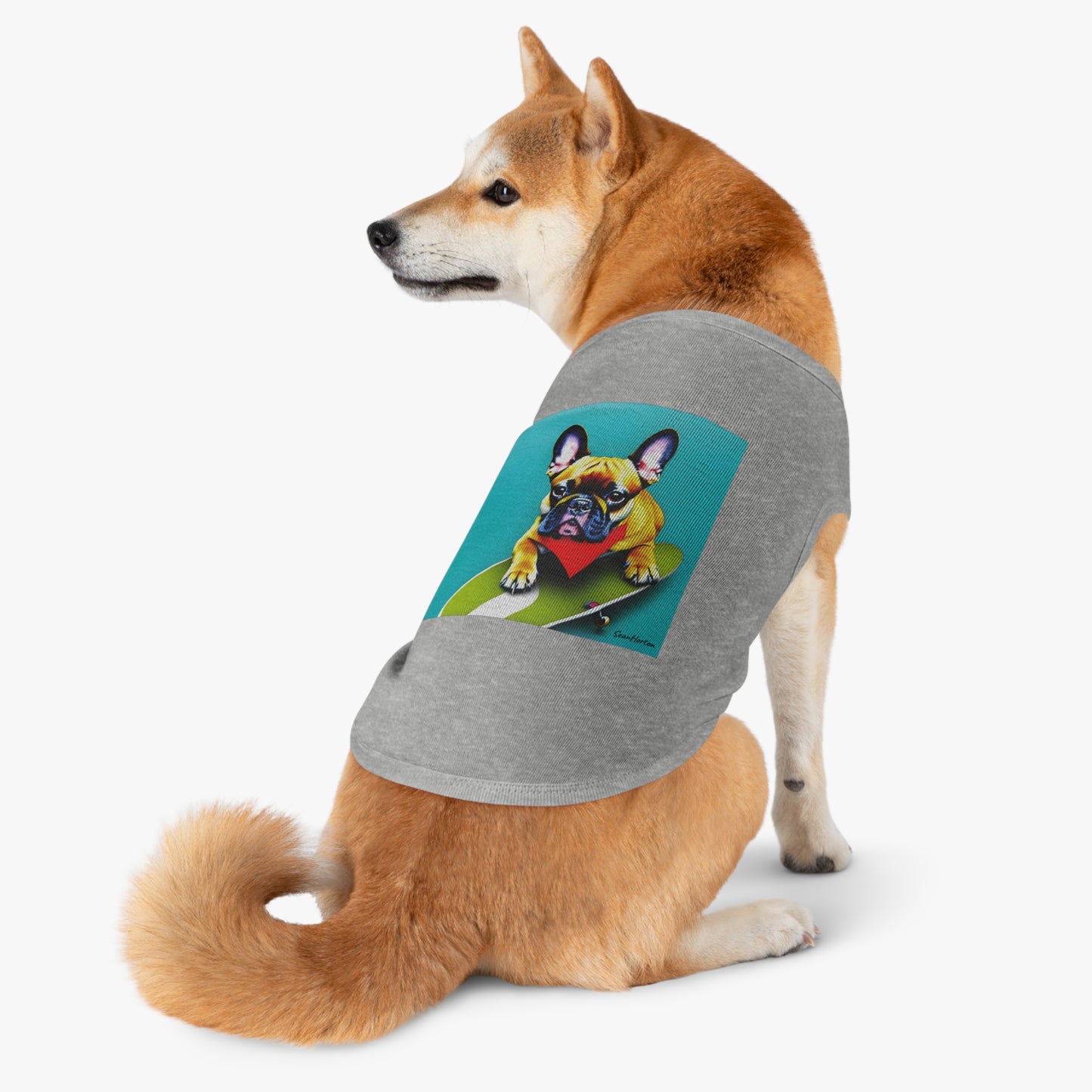 Frenchie on a Skateboard #2 Pet Tank Top
