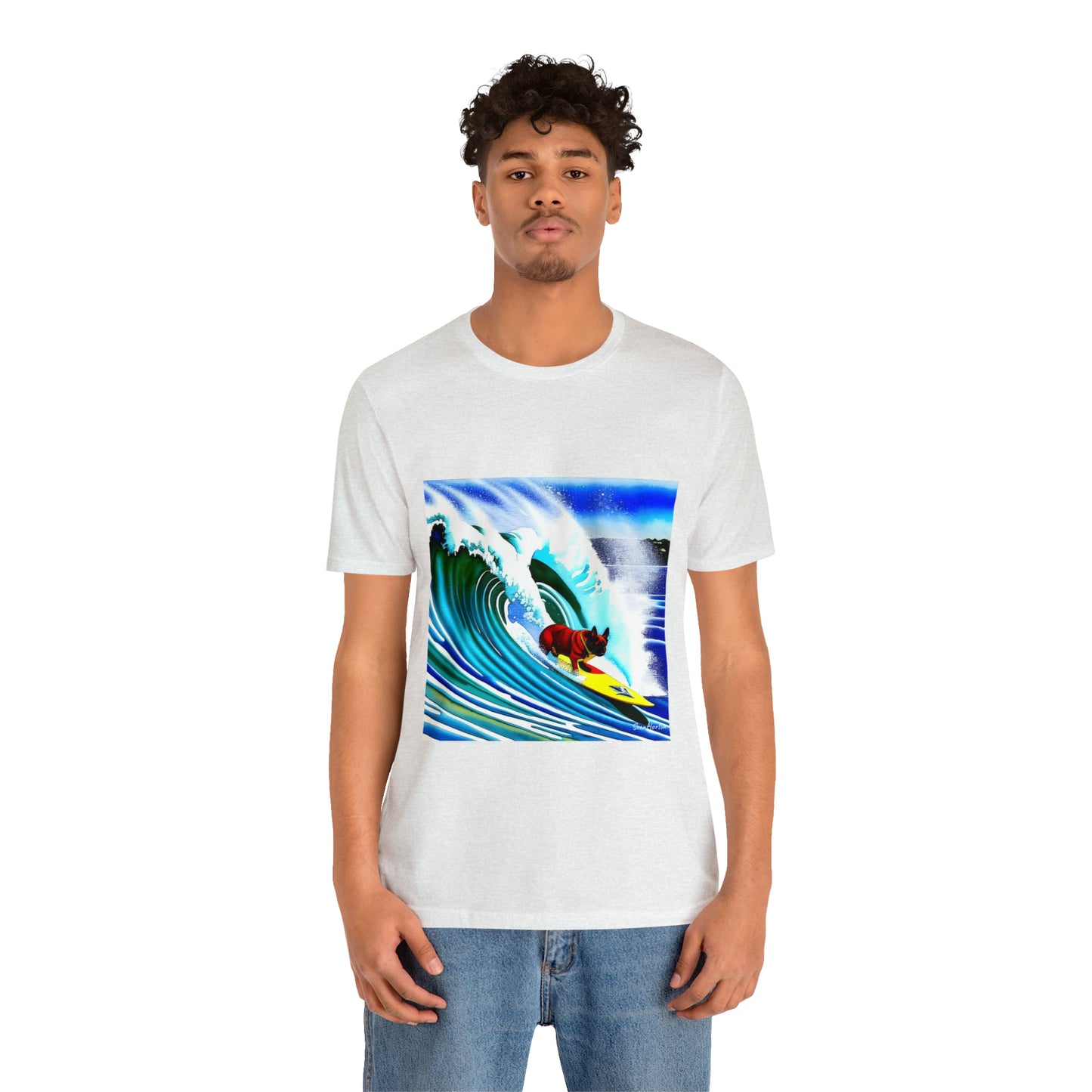 Surfing Frenchie Unisex Jersey Short Sleeve Tee