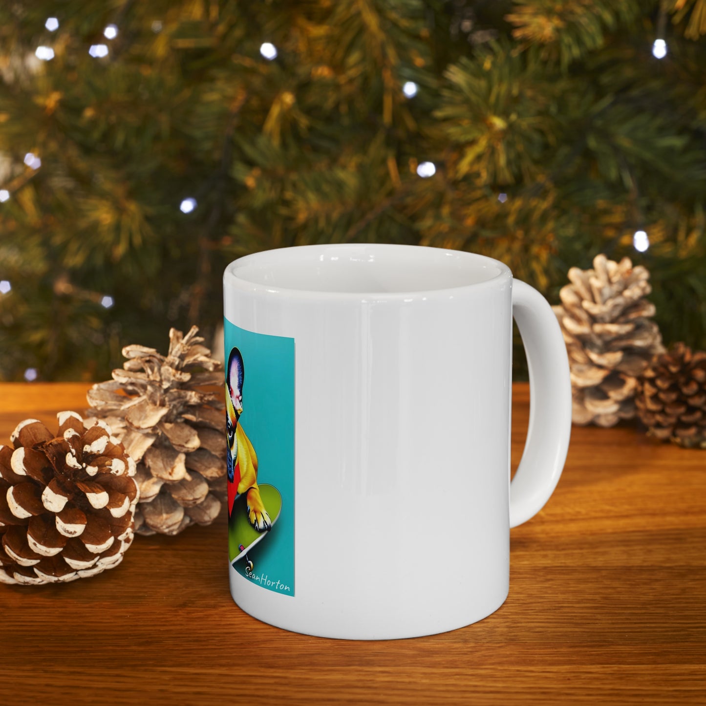 Frenchie on a Skateboard #2 Ceramic Mug 11oz