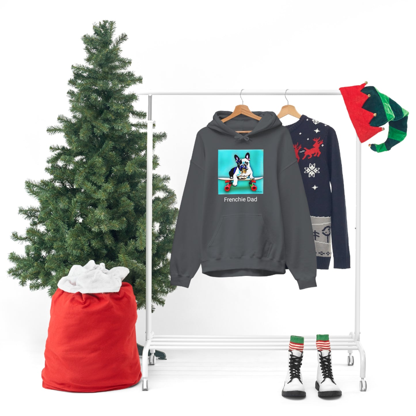 Frenchie on a Skateboard/Frenchie Dad Unisex Heavy Blend™ Hooded Sweatshirt