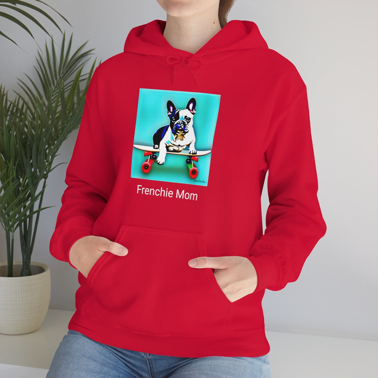 Frenchie on a Skateboard/Frenchie Mom Unisex Heavy Blend™ Hooded Sweatshirt