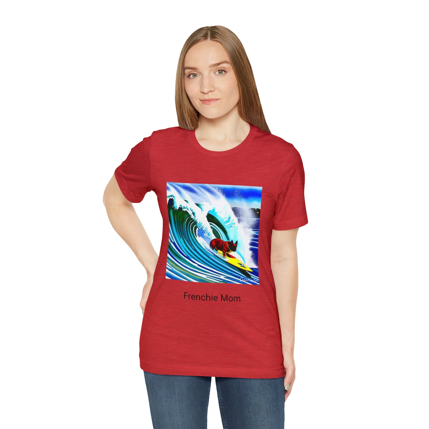Surfing Frenchie/Frenchie Mom Unisex Jersey Short Sleeve Tee